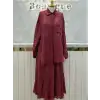 GHİSA Bordo Renk Keten Takım