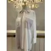 JENNE Bej Renk Çift Yakalı İnci Gömlek
