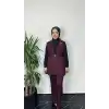 MY312 Bordo Renk Kemerli Yelekli Takım