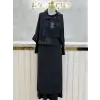 MY312 Siyah Renk Payetli Taşlı Takım