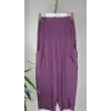 SENTEZ Mürdüm Renk Duti Keten Havuç Pantolon