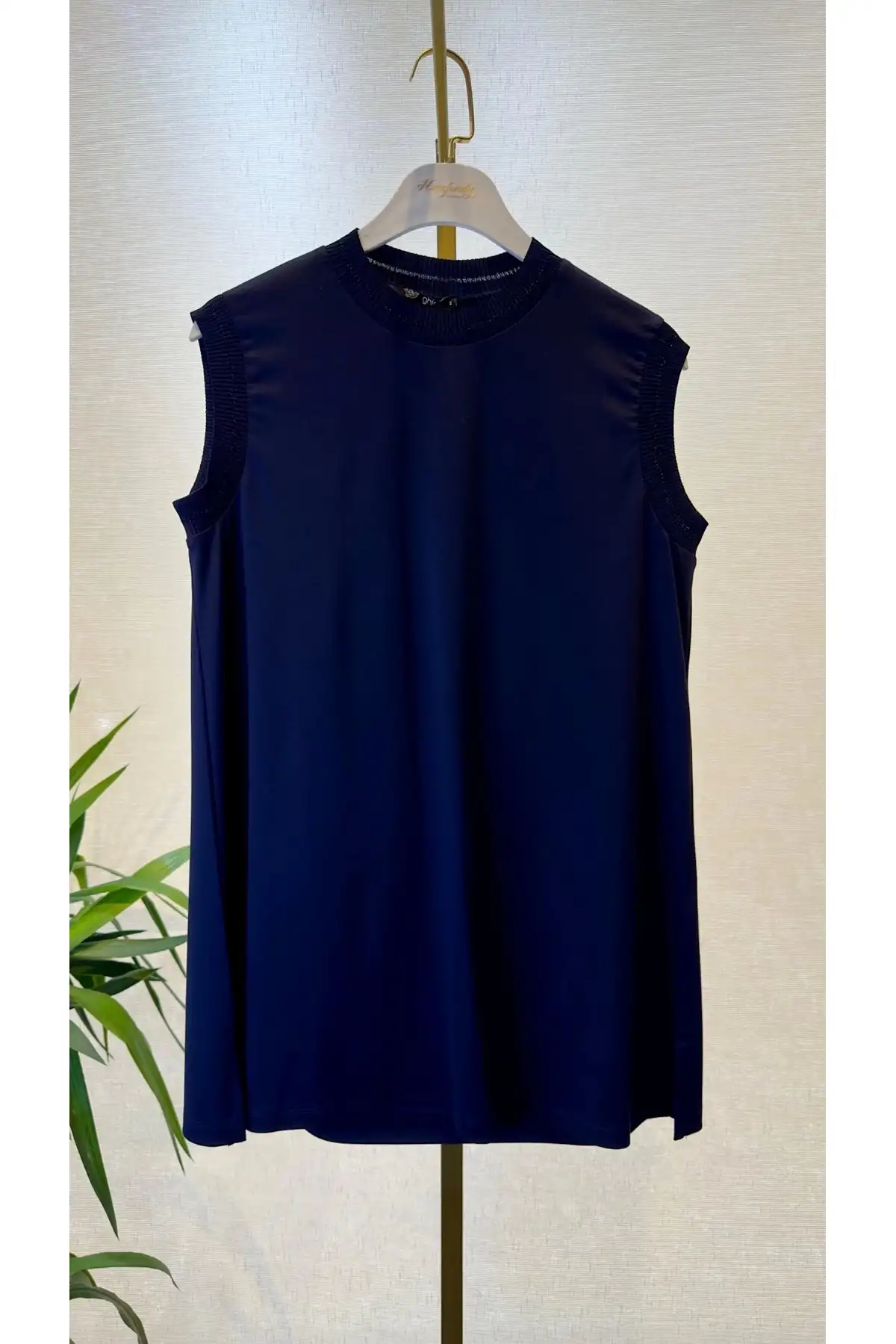 GHİSA GH-GSBASIC4677-L Lacivert Renk Kolsuz Tunik