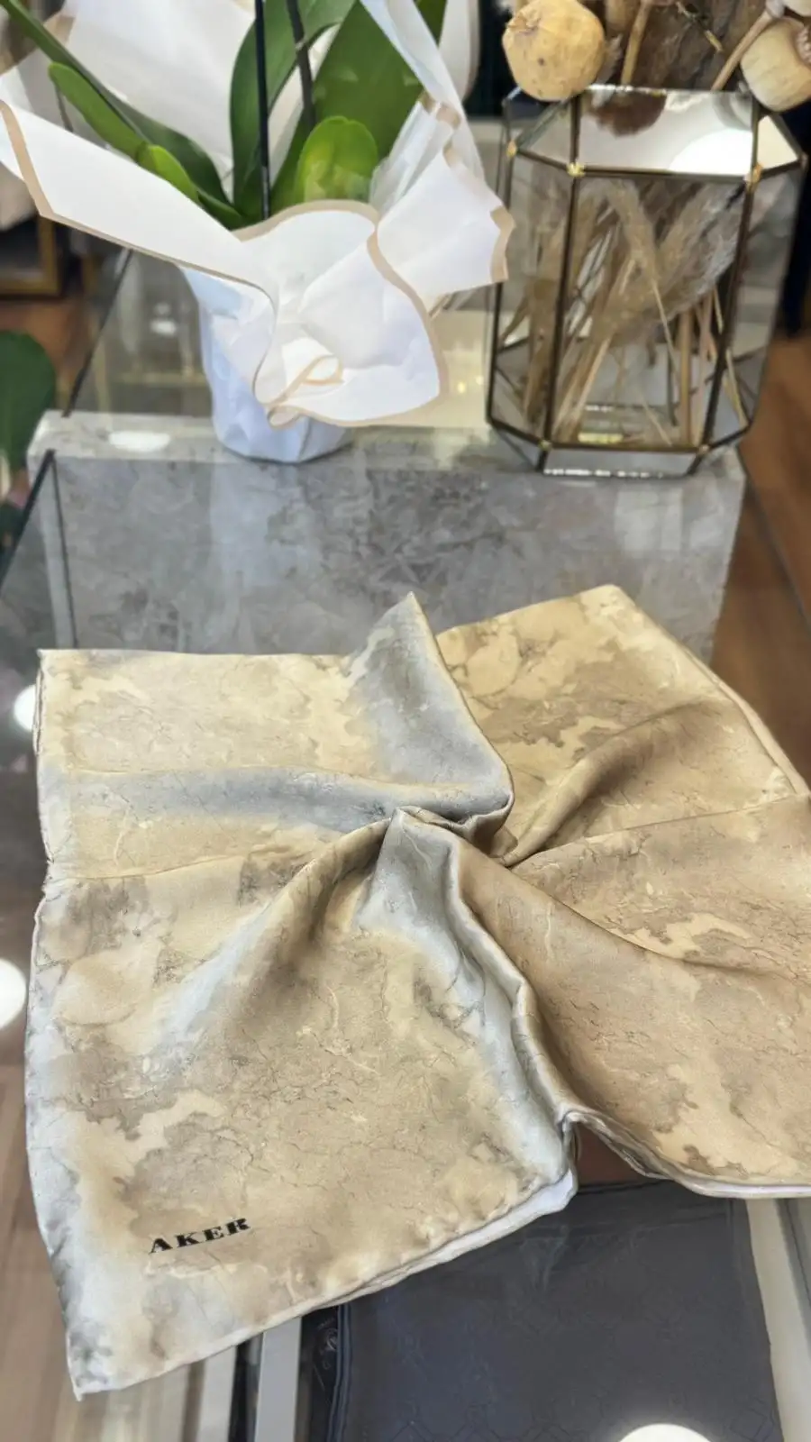 AKER İpek Krep Saten Eşarp