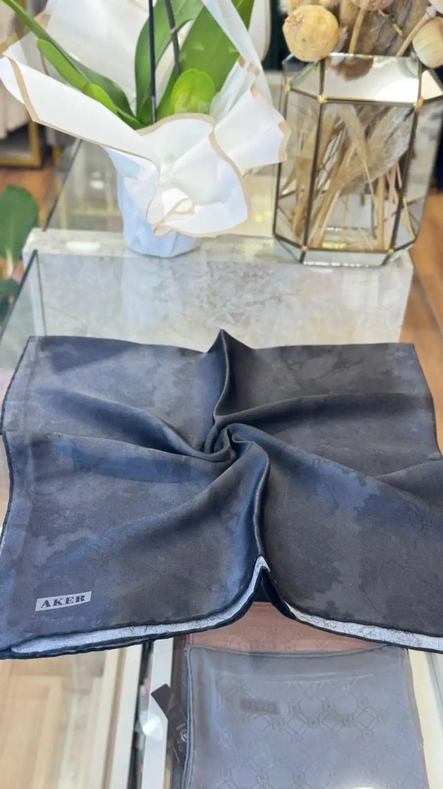 AKER İpek Saten Krep Saten Eşarp