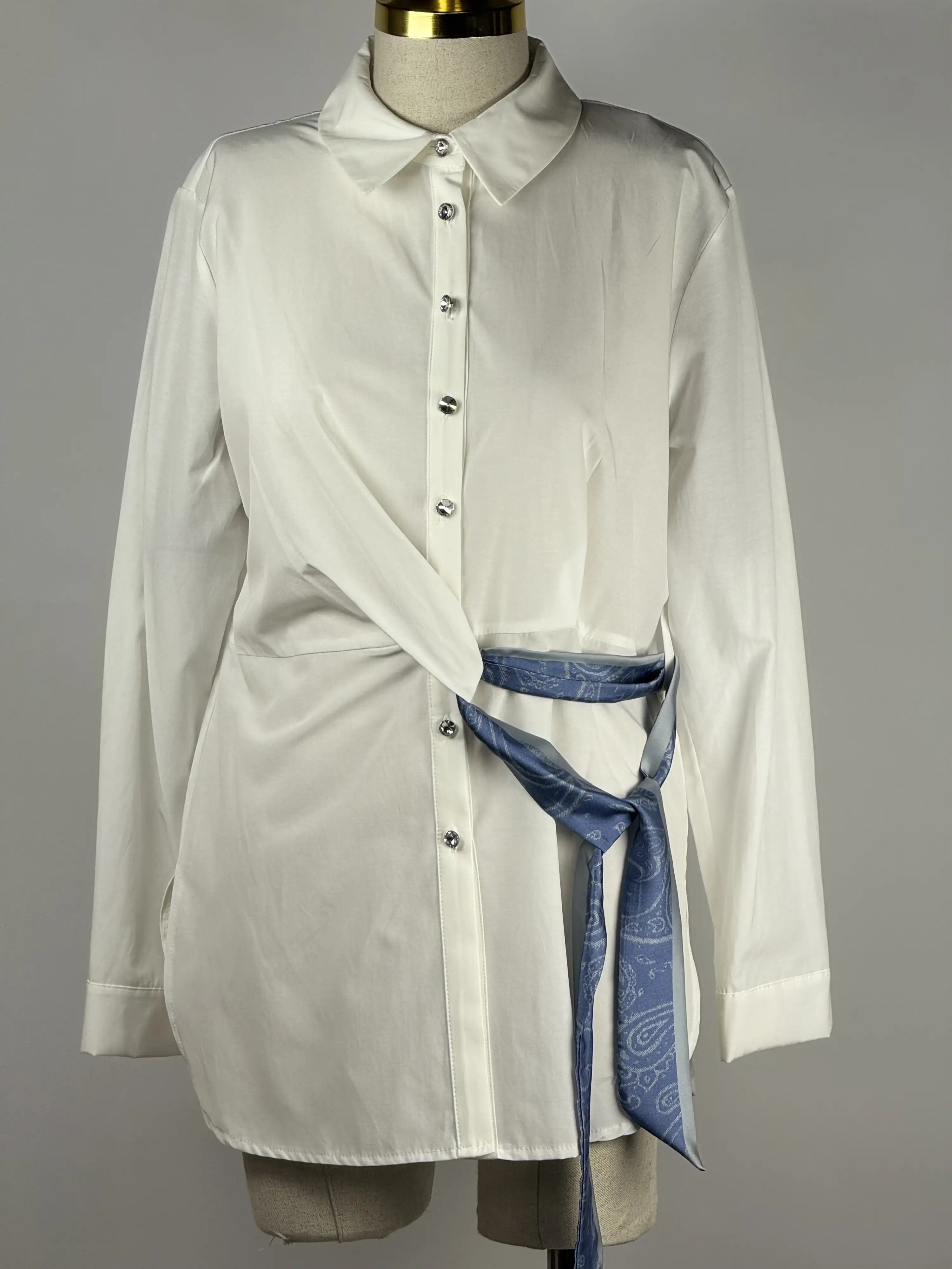 MY312 Ekru Renk Yandan Bağlamalı Gömlek