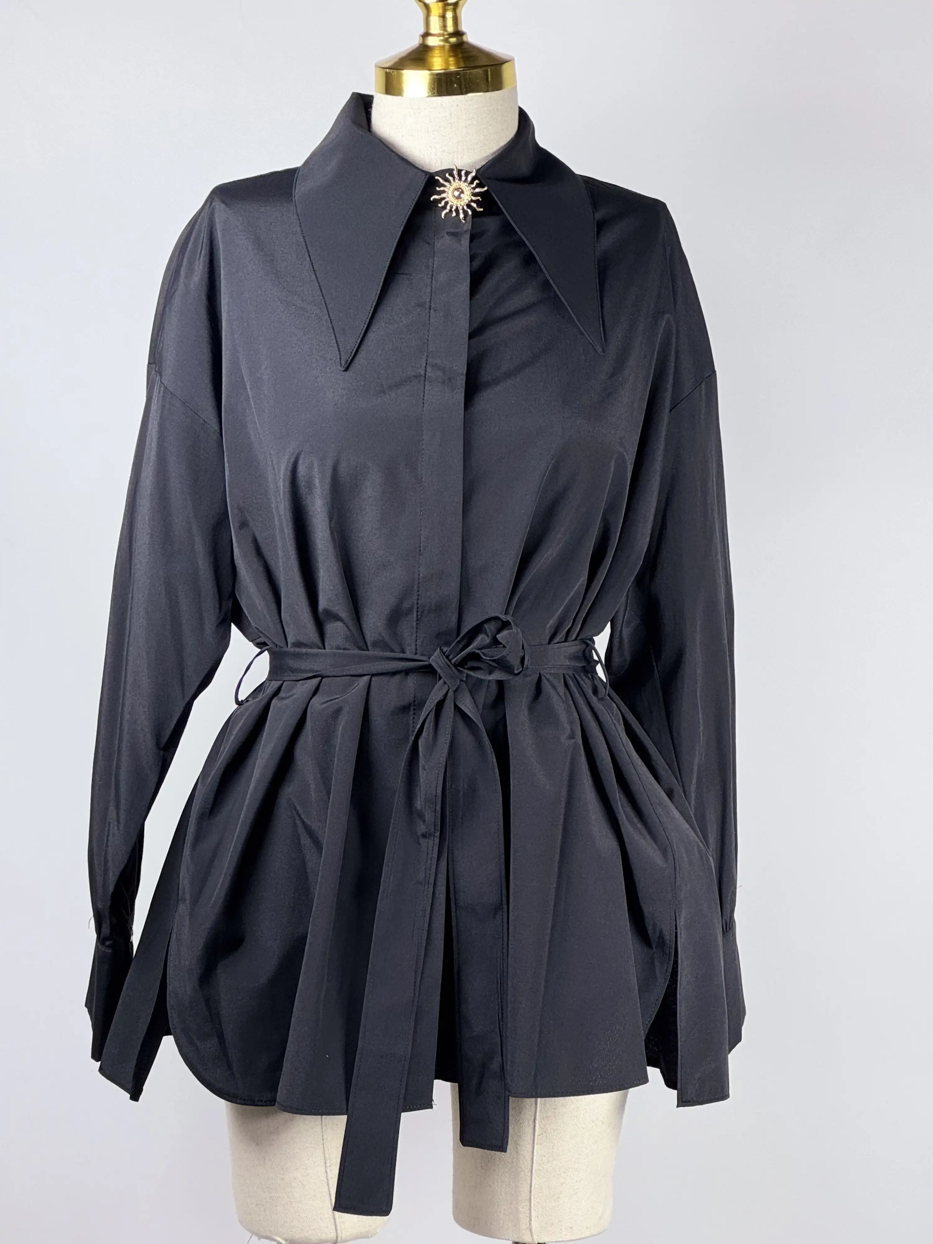 MY312 Siyah Renk Yaka Detaylı Gömlek