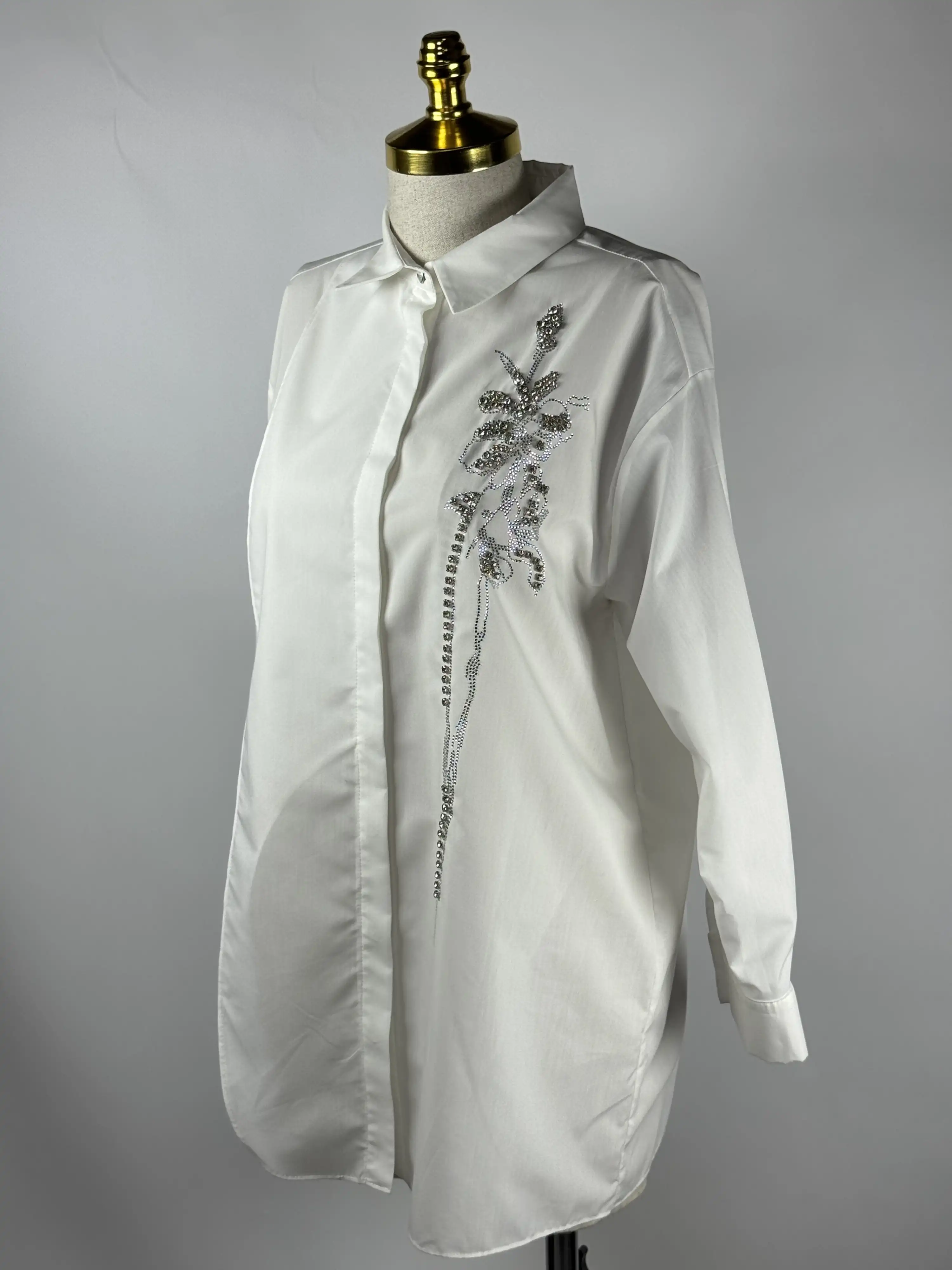 MY312 Ekru Renk Önü Taşlı Tunik