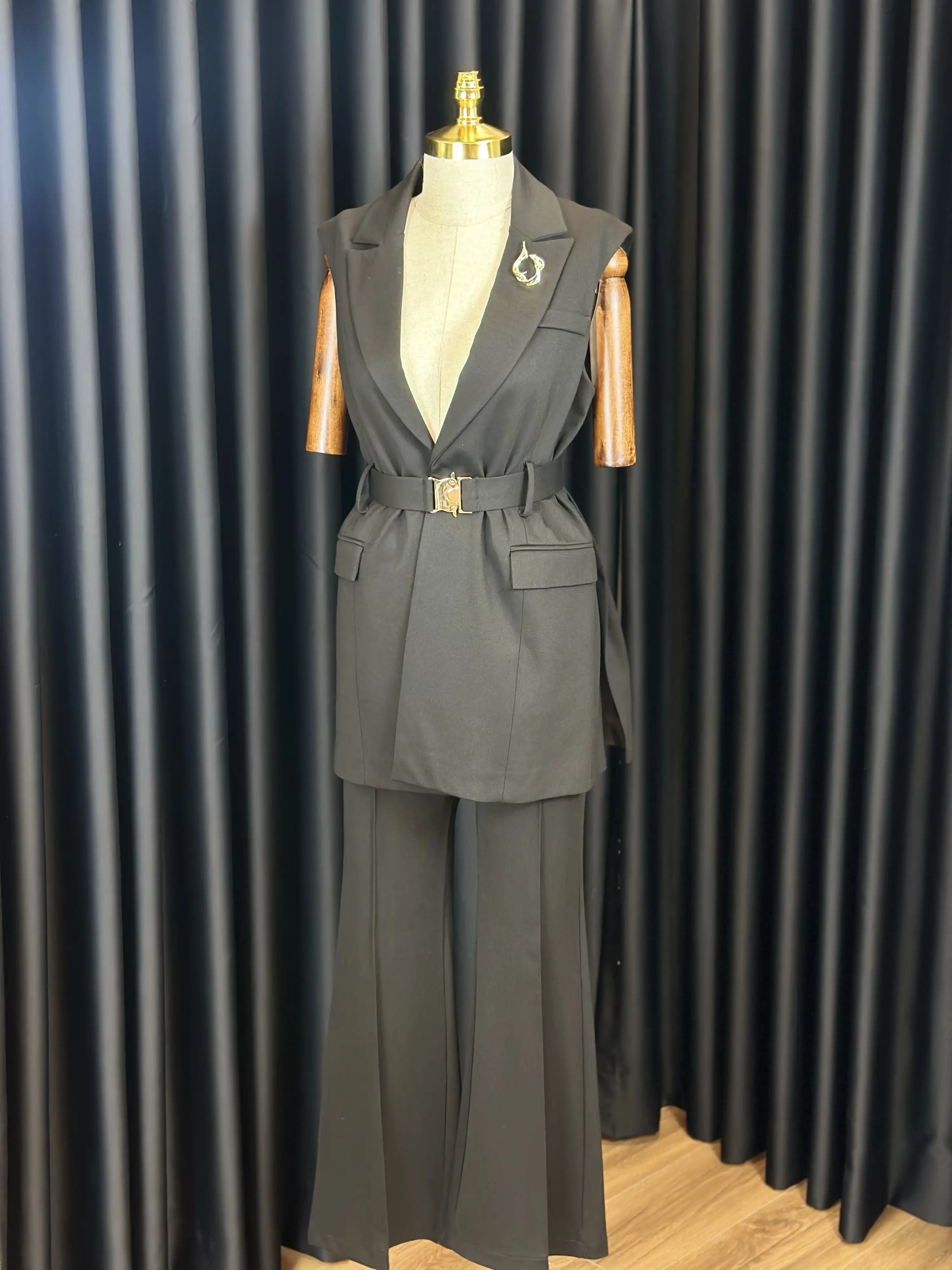 MY312 Siyah Renk Kemerli Etekli Takım