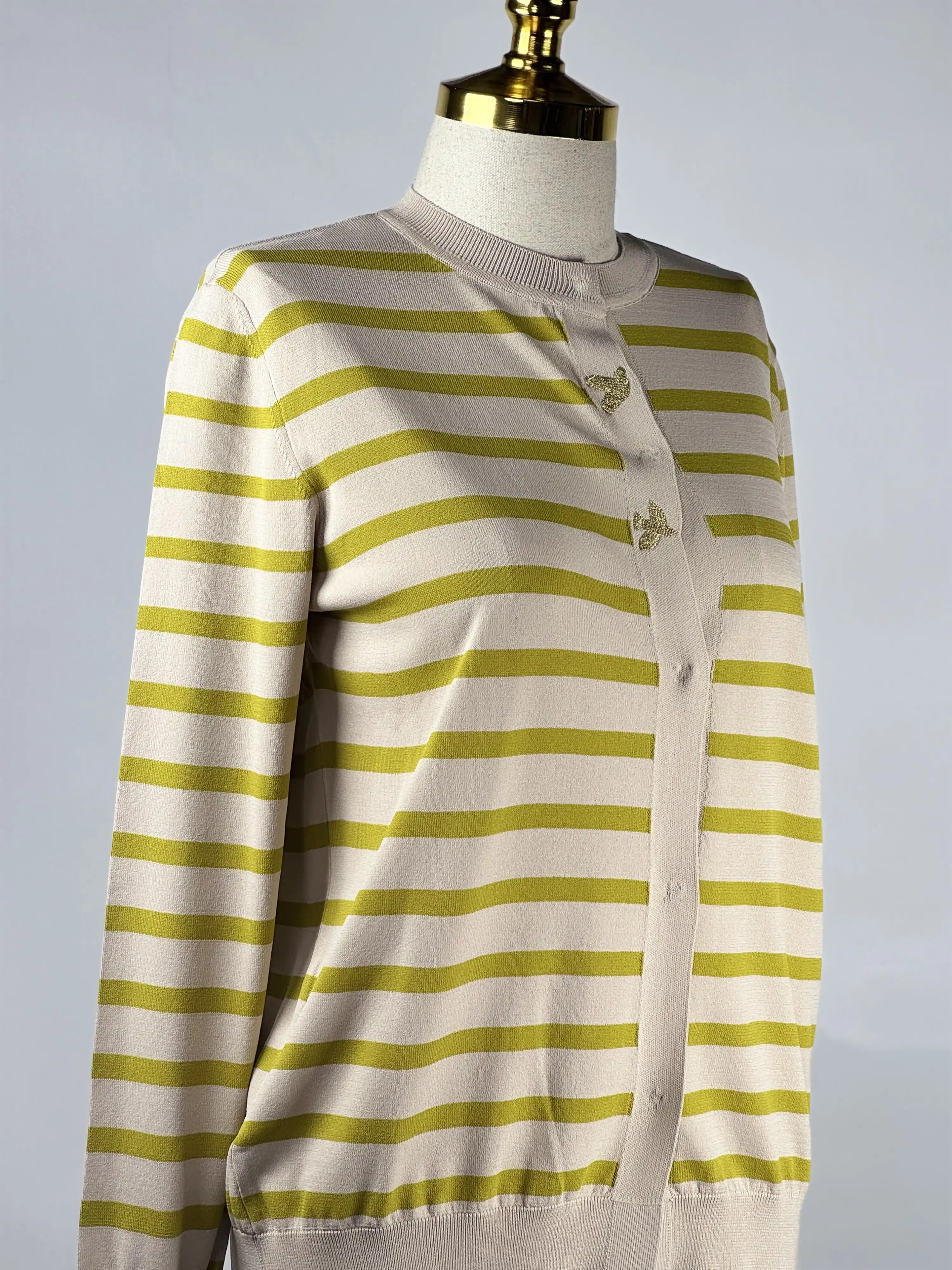 GHİSA Taş Renk Asit Çizgili Hırka