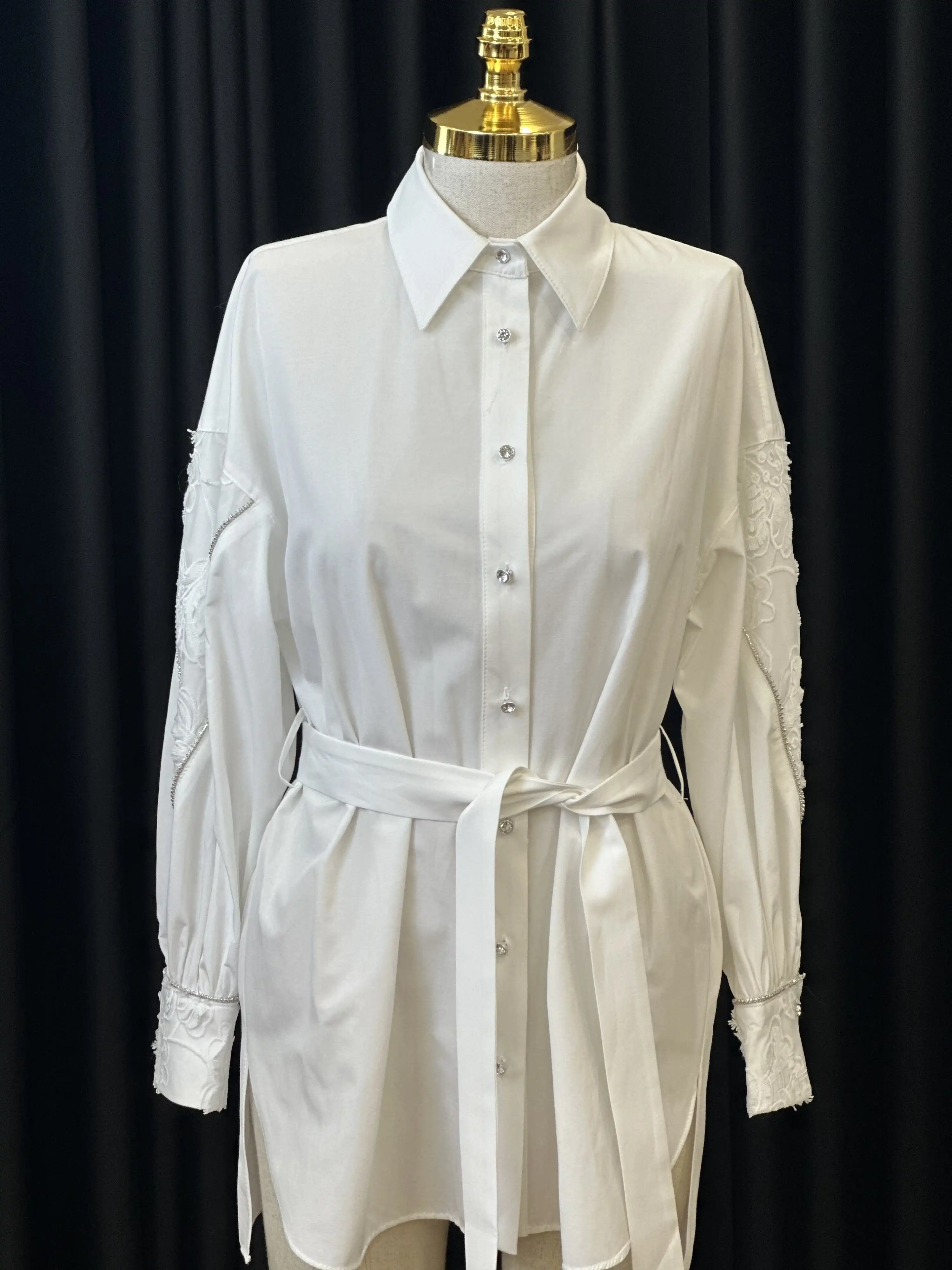 MY312 Ekru Renk Kolları Dantelli Tunik