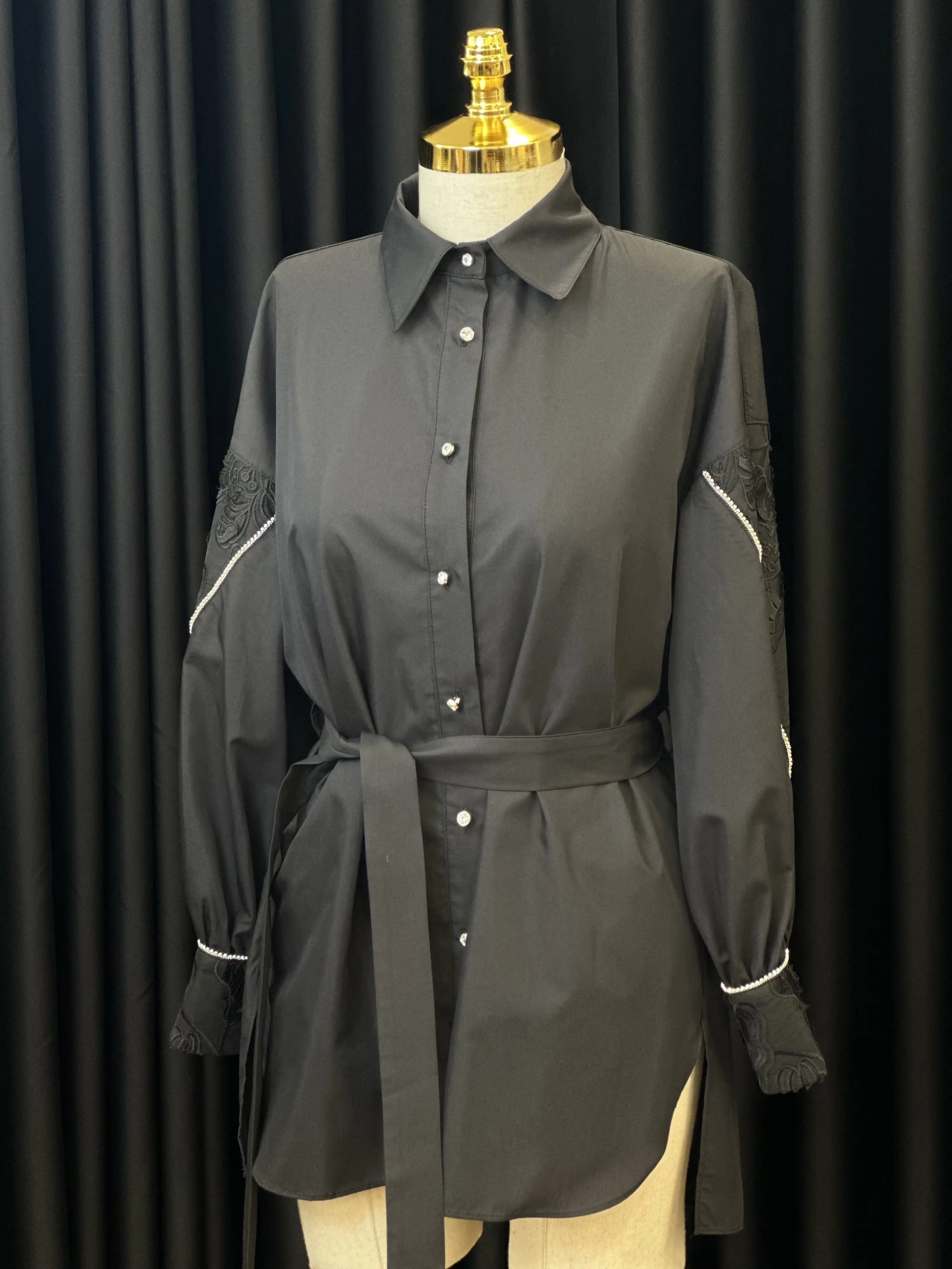 MY312 Siyah Renk Kolları Dantelli Tunik