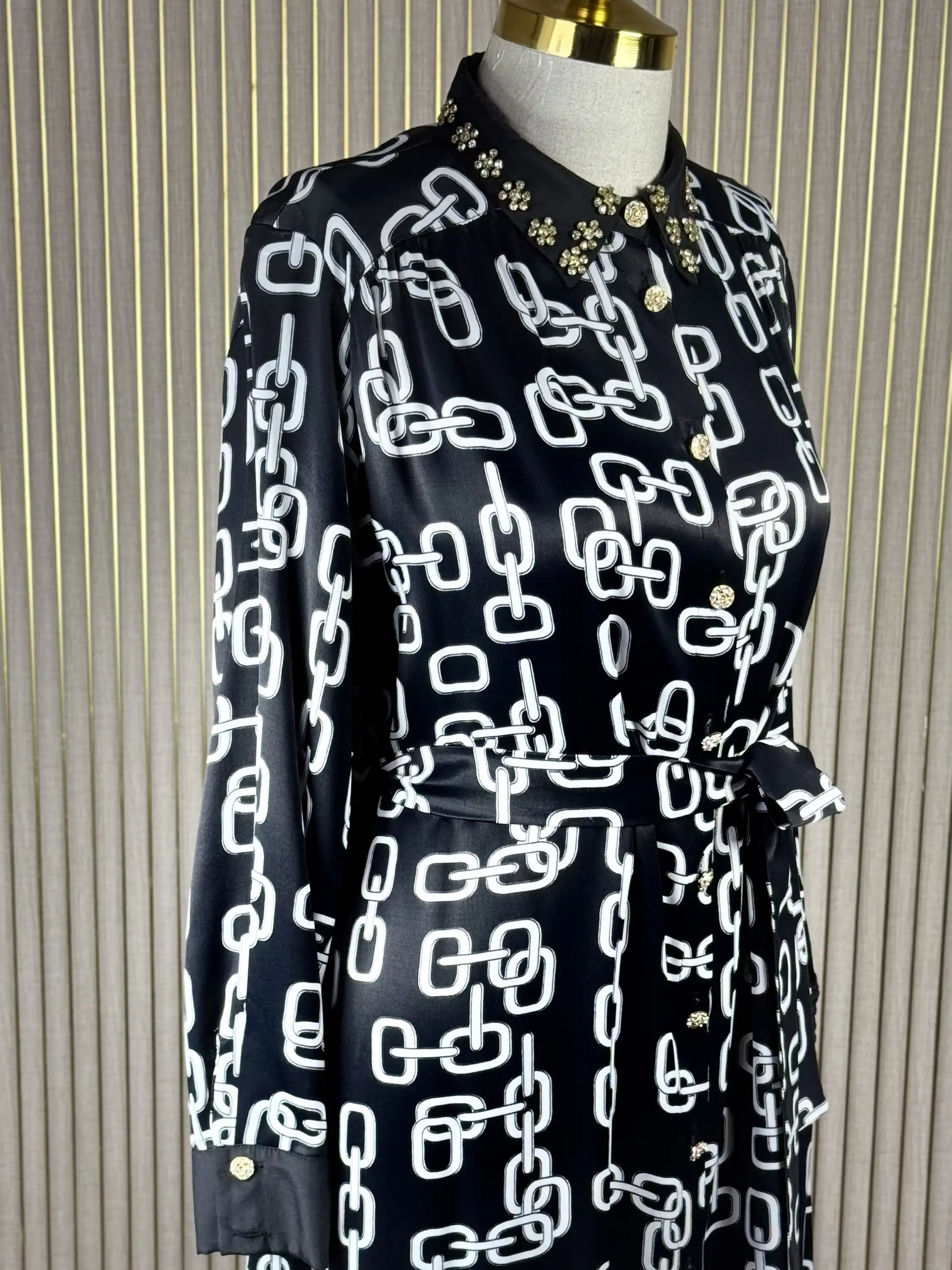 GHİSA GH-26KGSELBS4925-S Siyah Renk Zincir Desenli Elibse