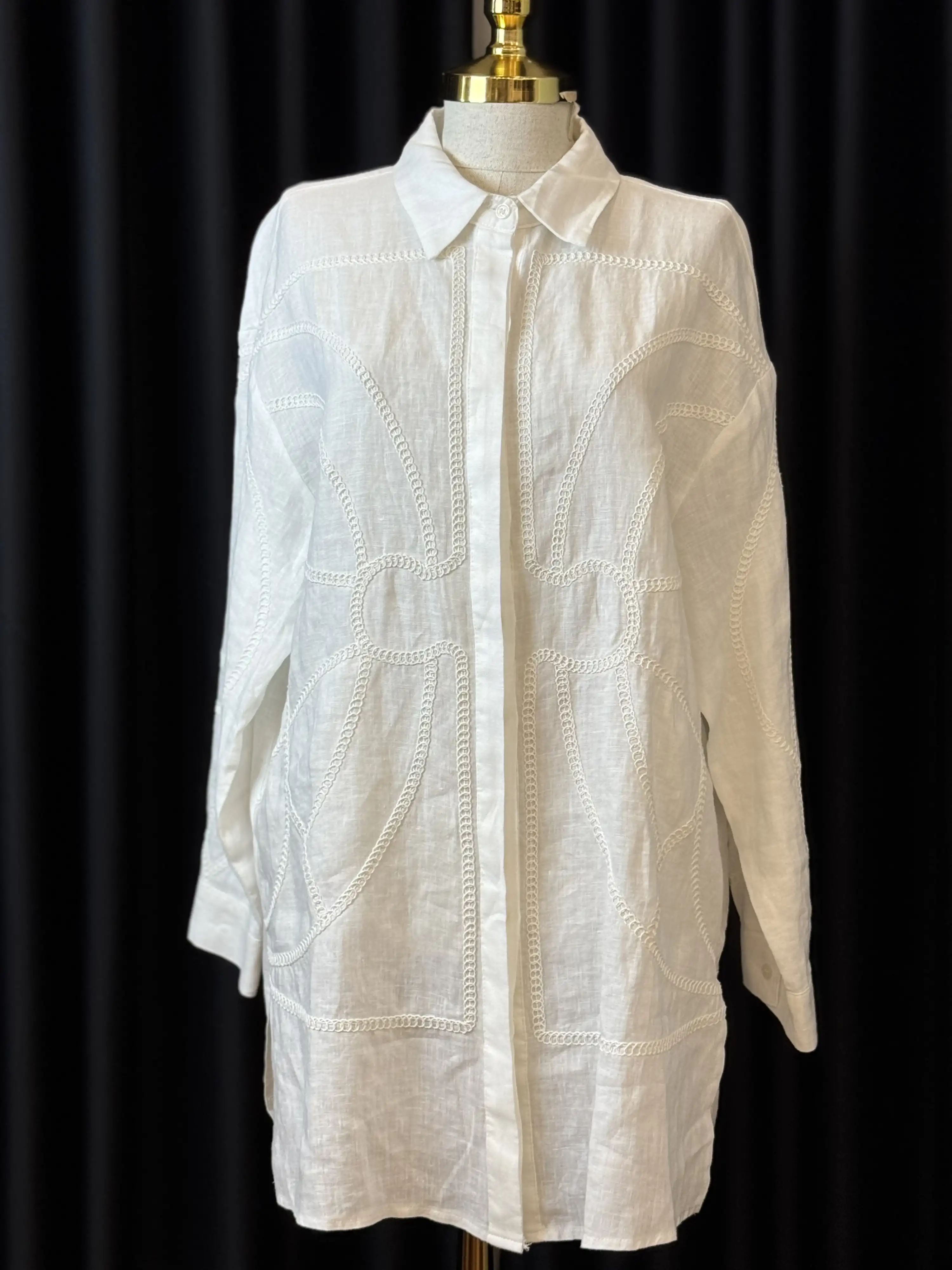 FUAT GÜRŞEN Beyaz Renk Keten Tunik