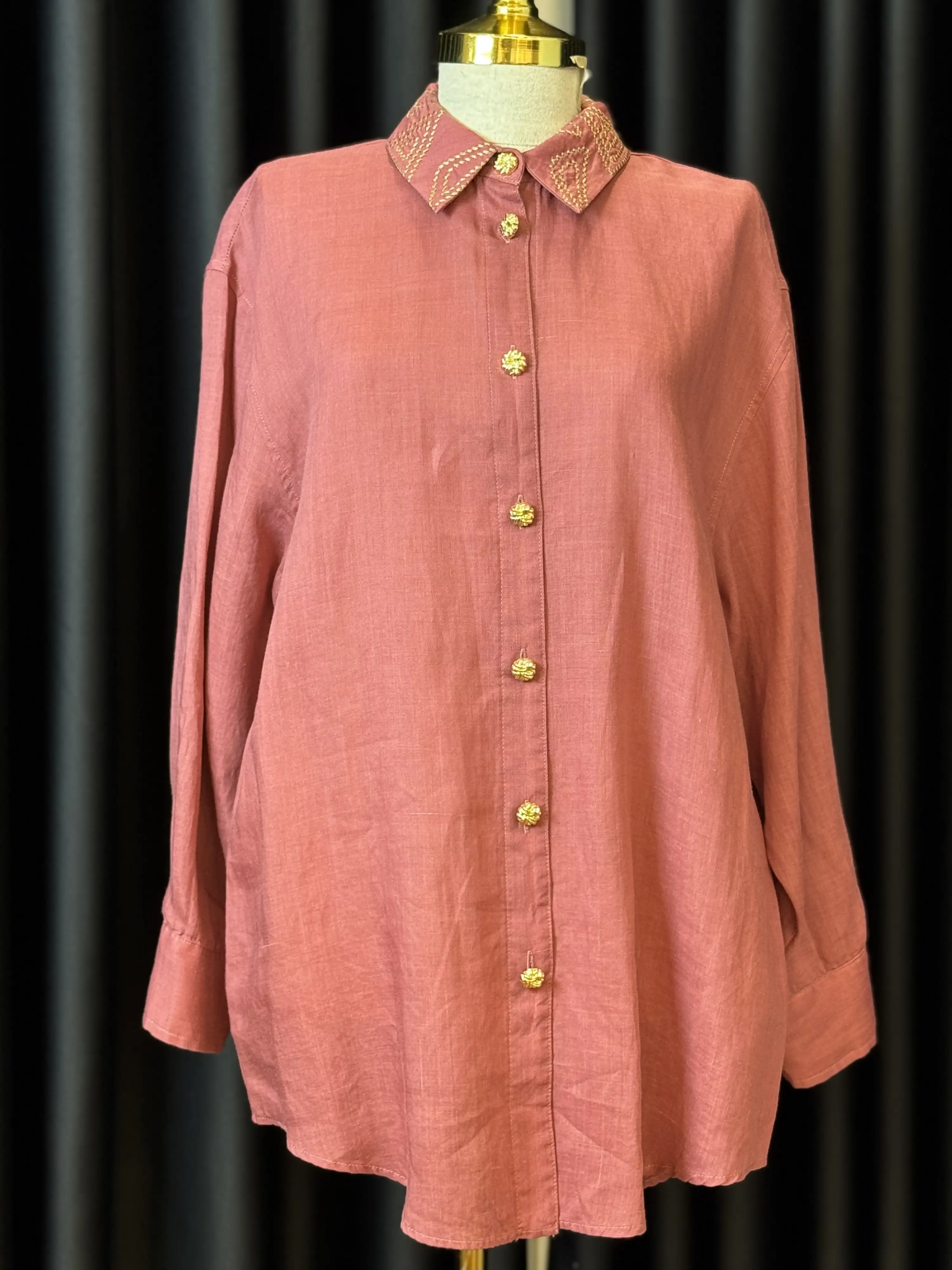 GHISA Gül Kurusu Renk Keten Tunik