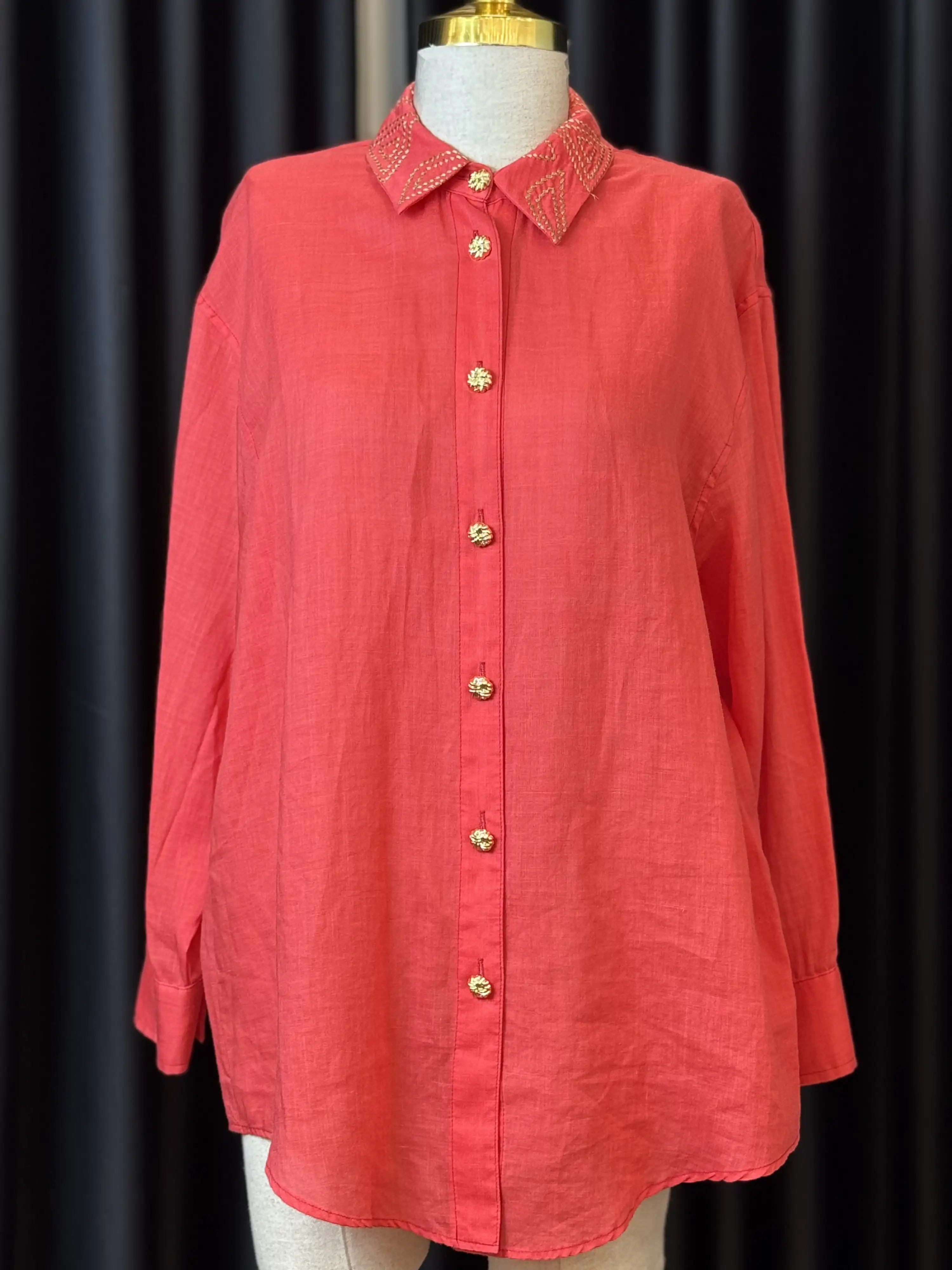 GHISA Kırmızı Renk Keten Tunik