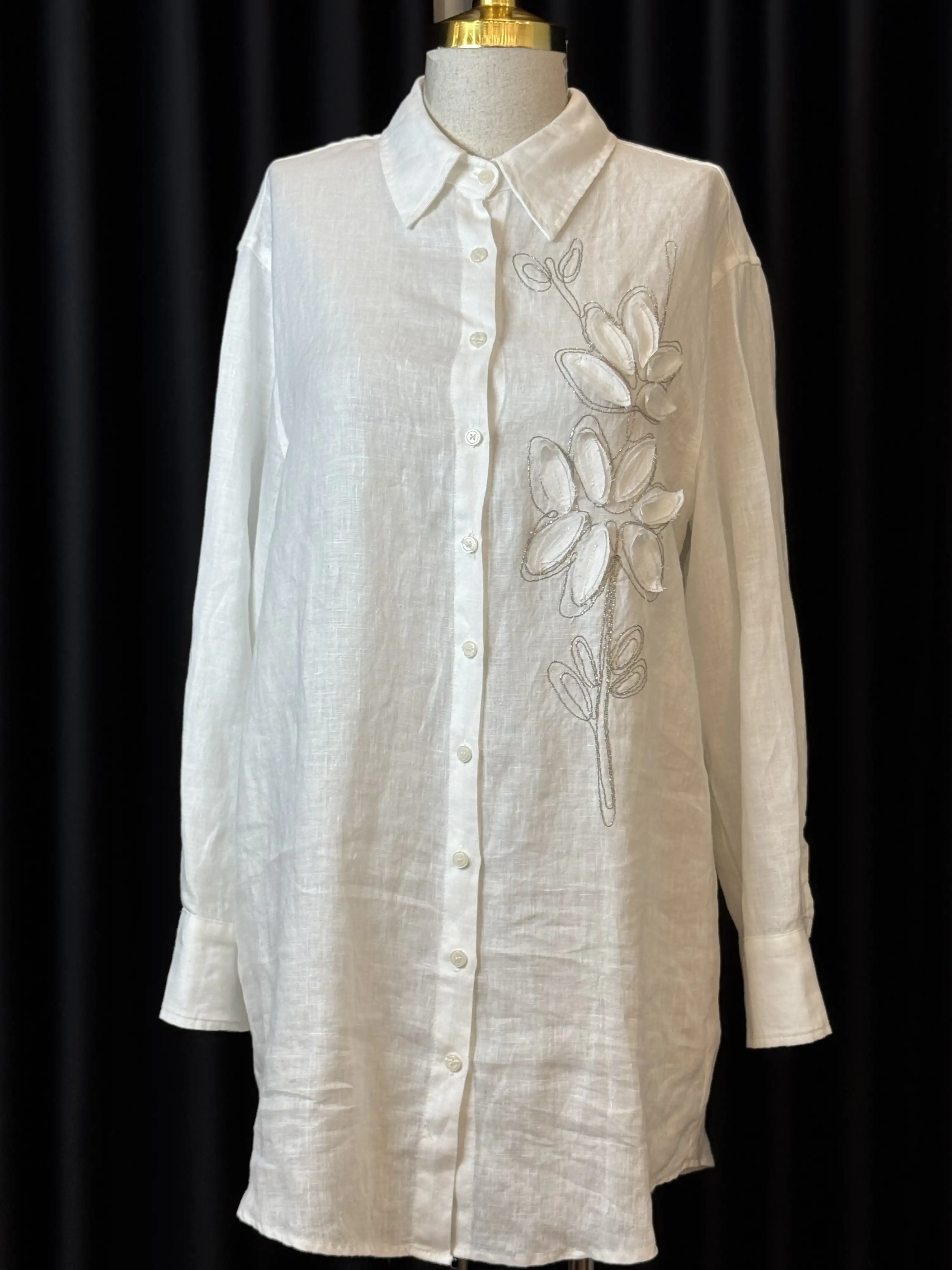 Fuat Gürşen Ekru Renk Keten Tunik