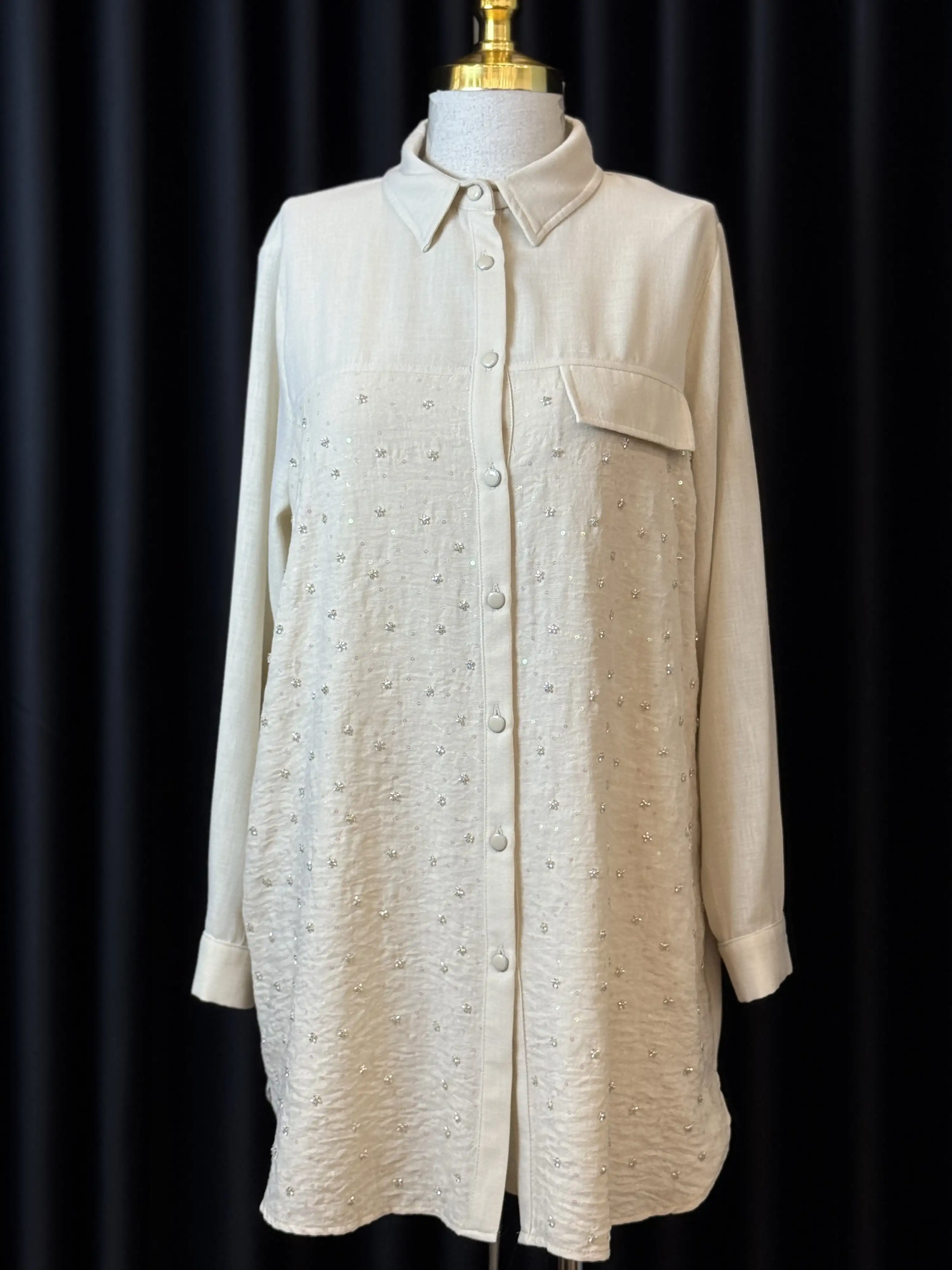 FUAT GÜRŞEN Bej Renk Keten Tunik