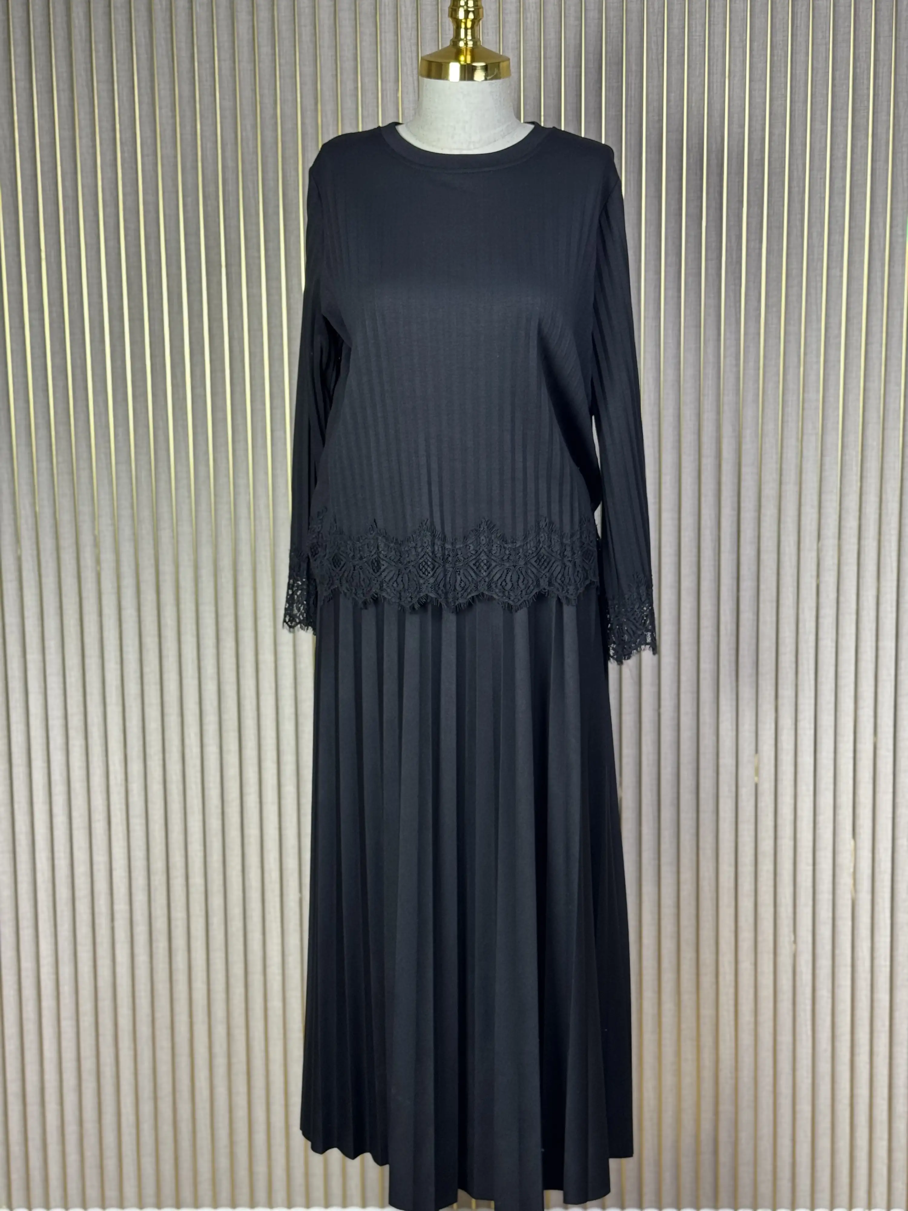 MY312 Siyah Renk Dantelli Piliseli Takım