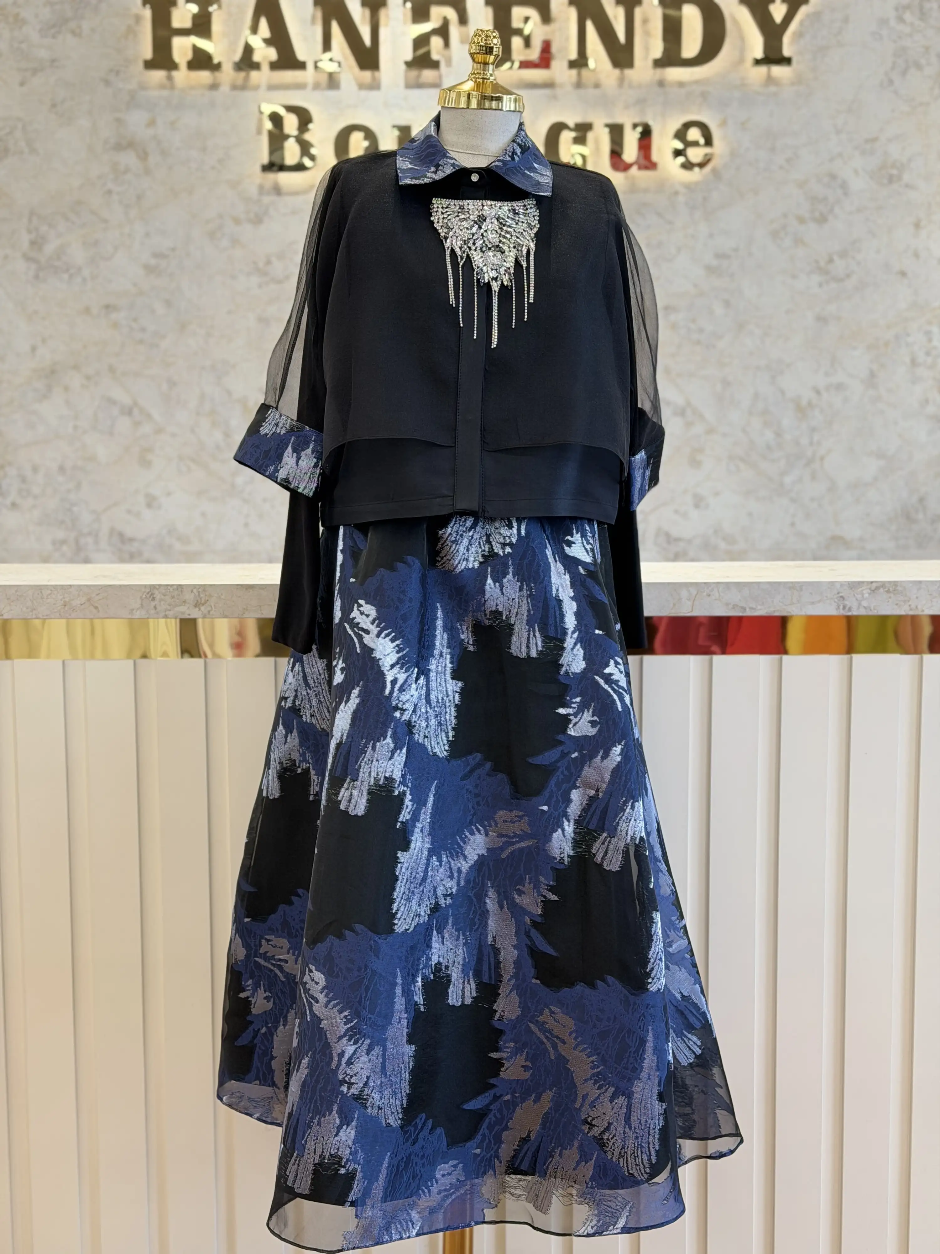 MY312 Lacivert Renk Jakar Etekli Takım