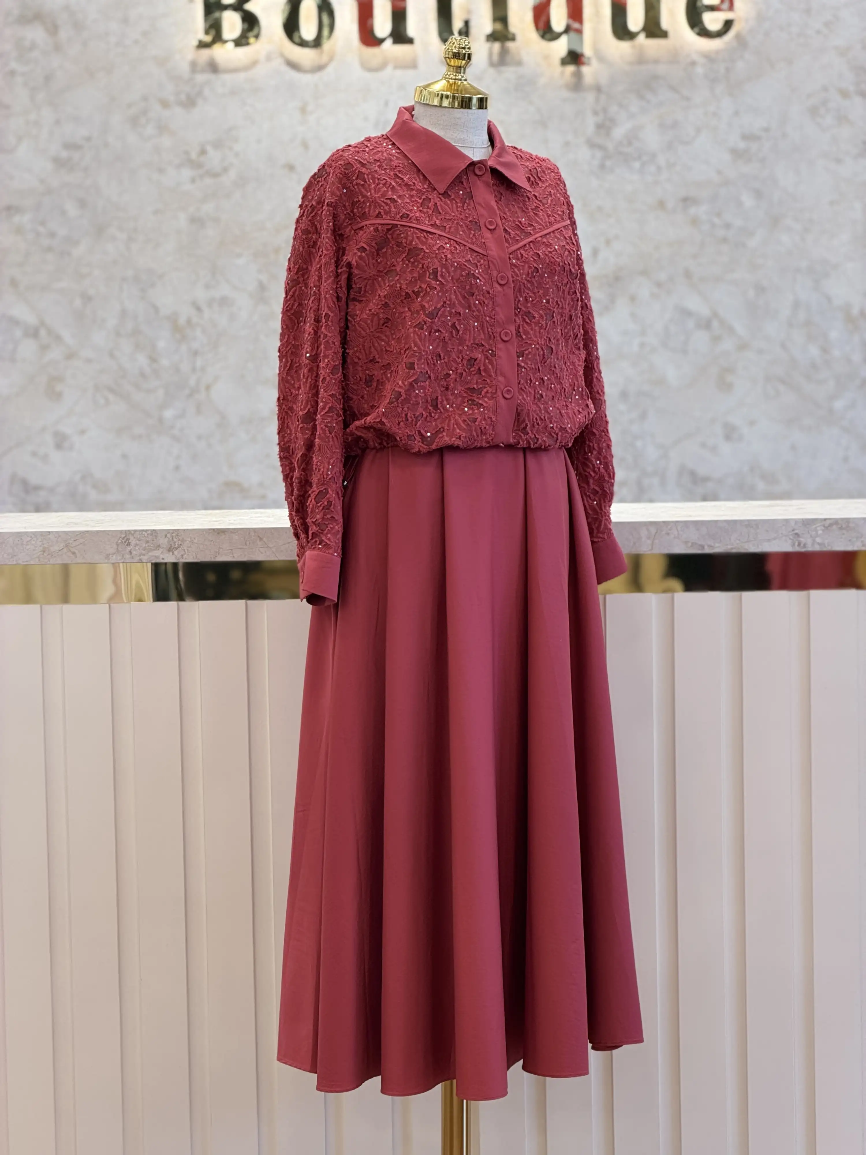 MY312 Kırmızı Renk Ceketli Elbiseli Takım