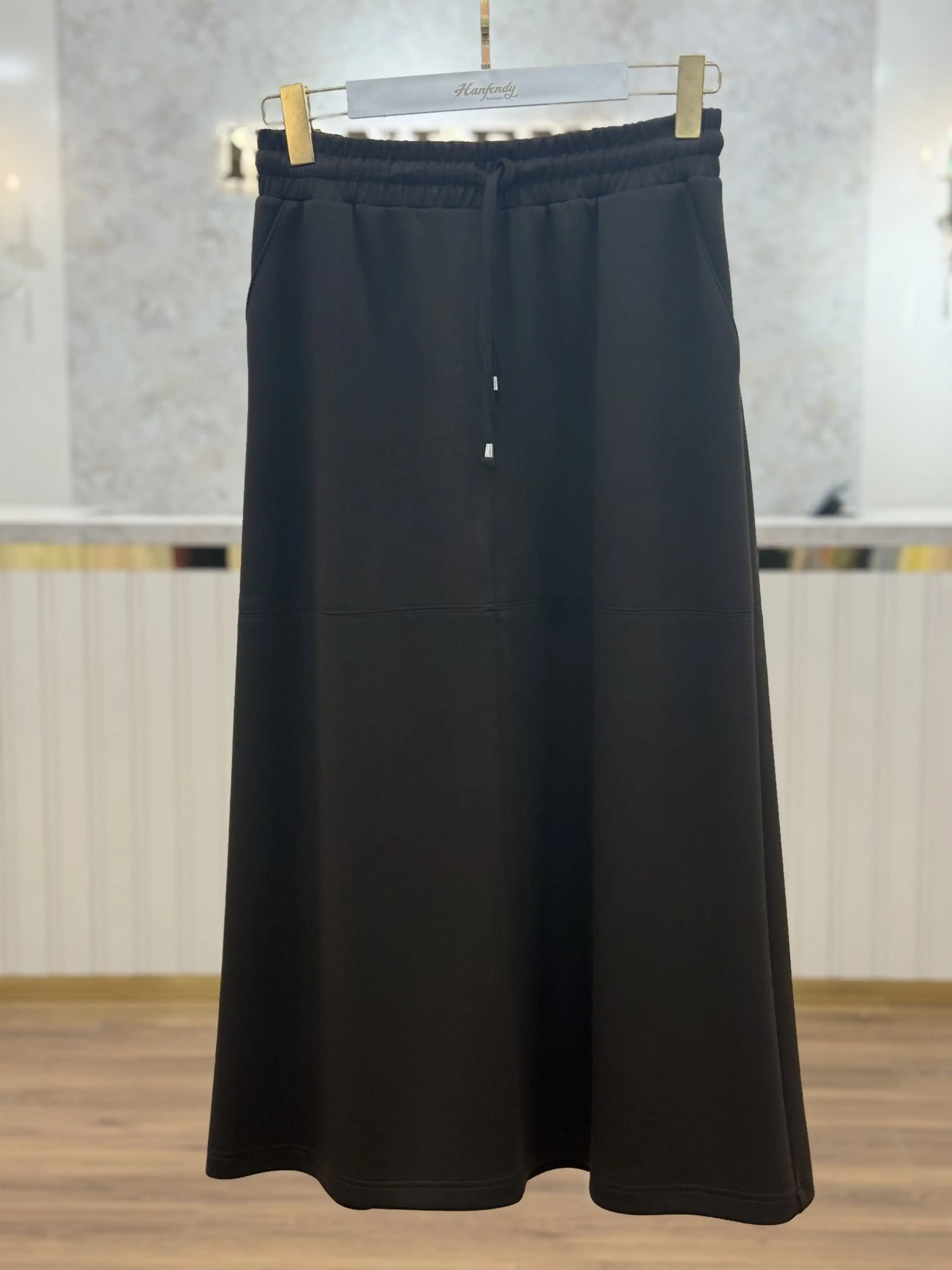 SENTEZ Kahve Renk Örme Parçalı Etek