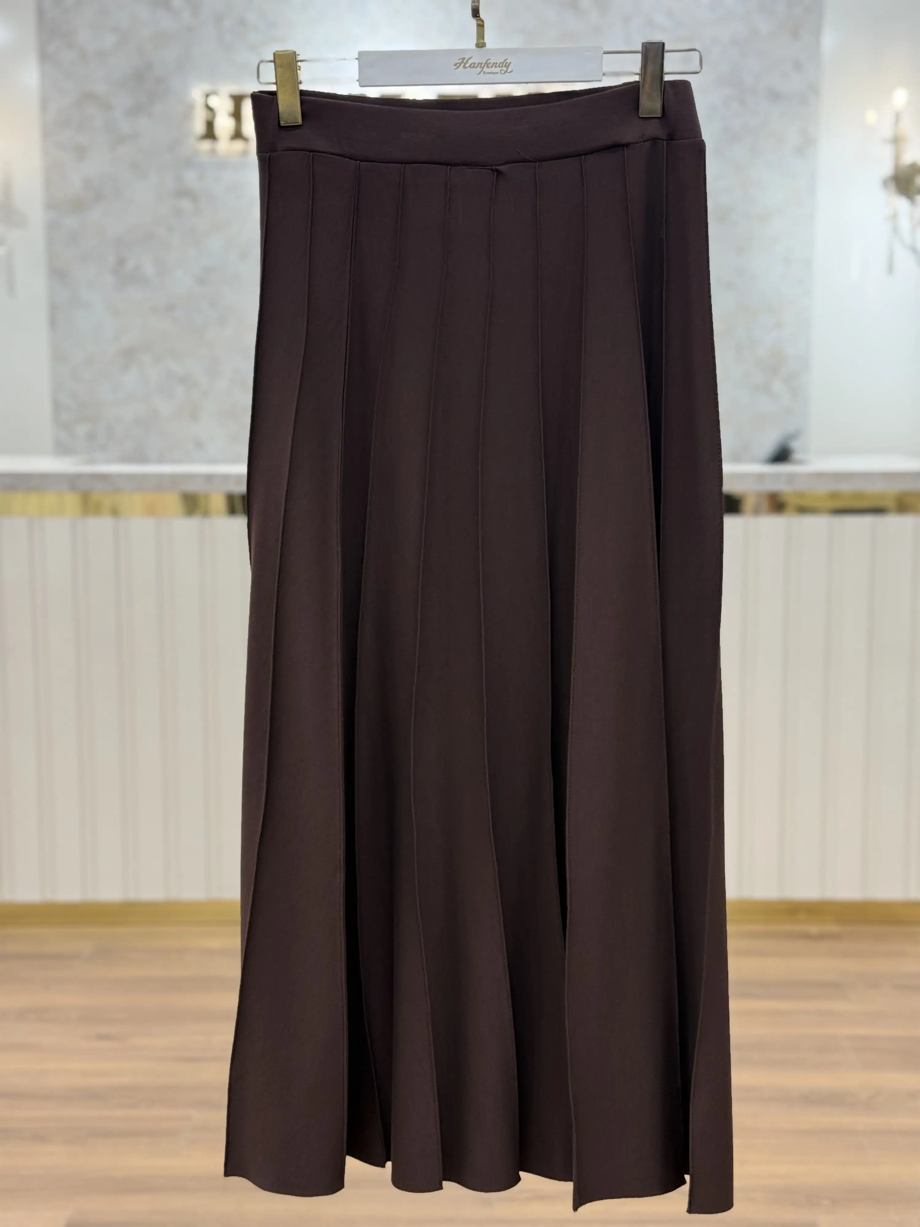 MY312 Kahve Renk Nervürlü Etek