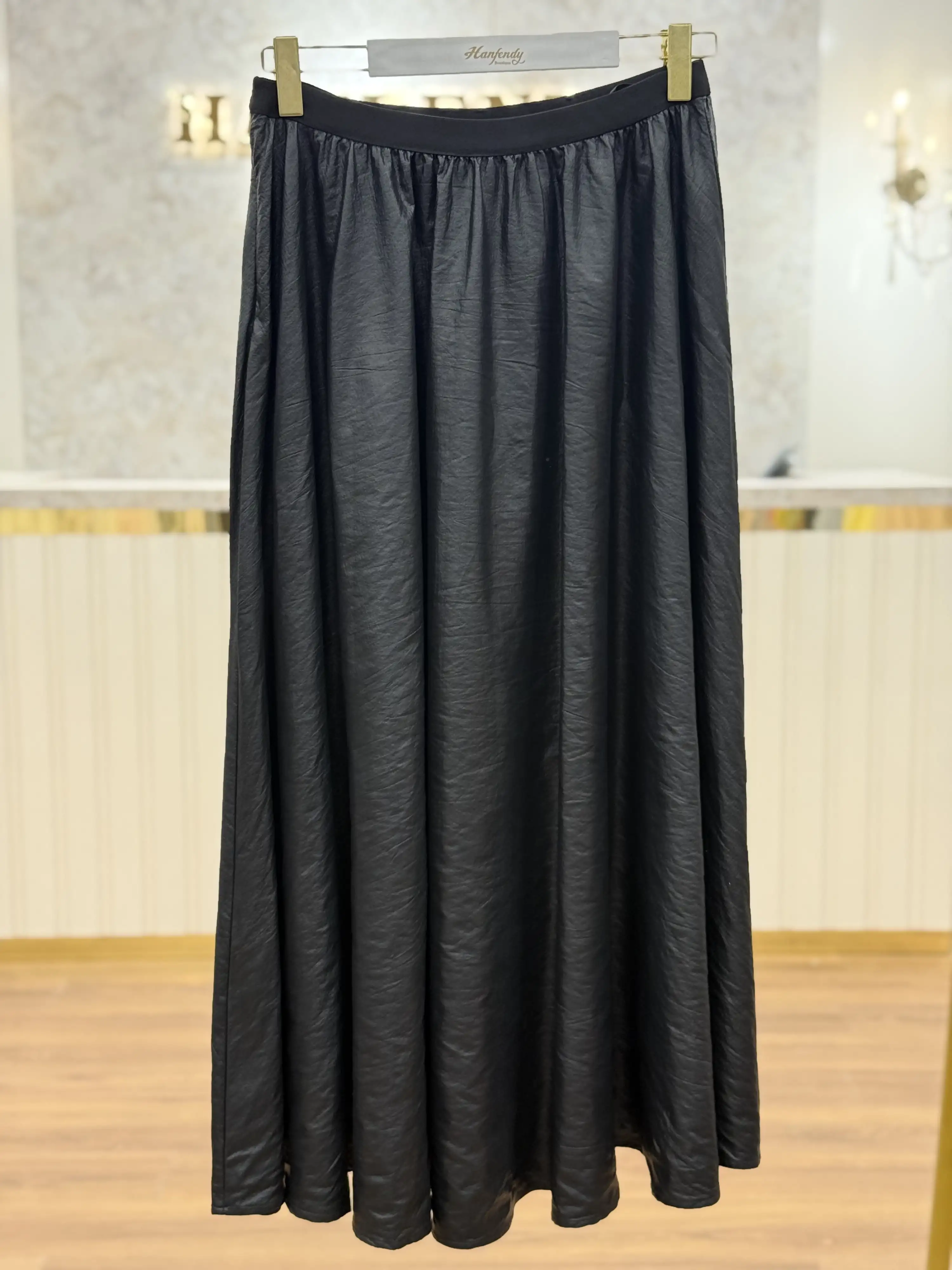 GHİSA Siyah Renk Deri Etek