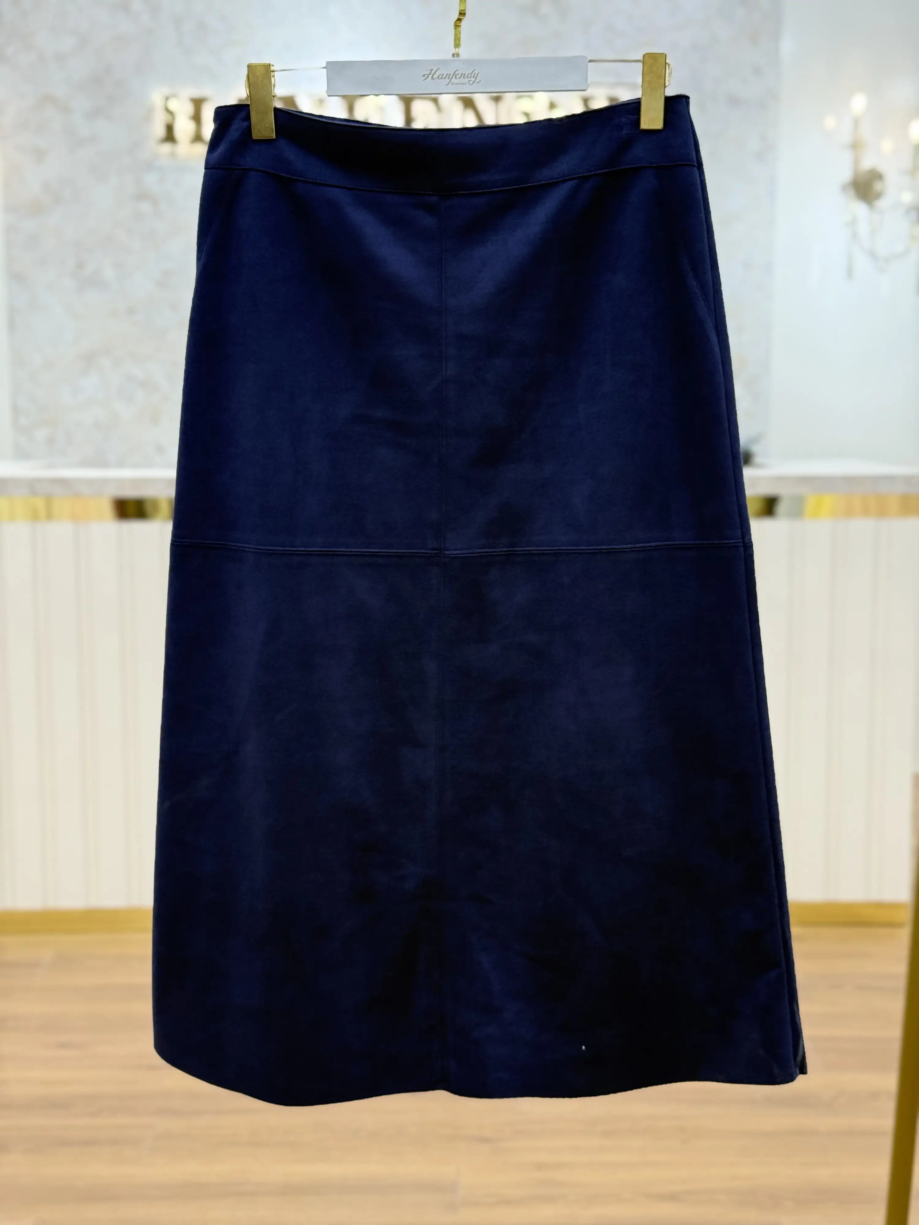 SENTEZ Lacivert Renk Süet Paçalı Etek