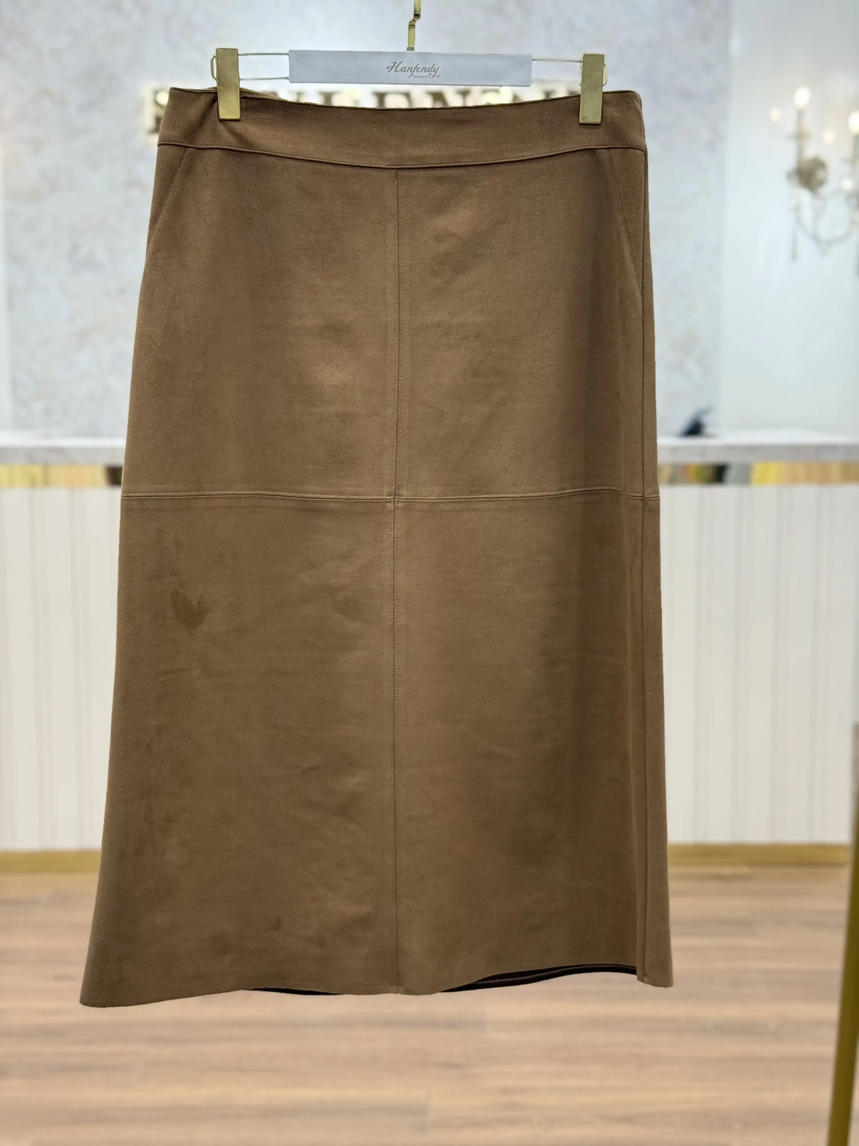 SENTEZ Taba Renk SÜET PARÇALI ETEK