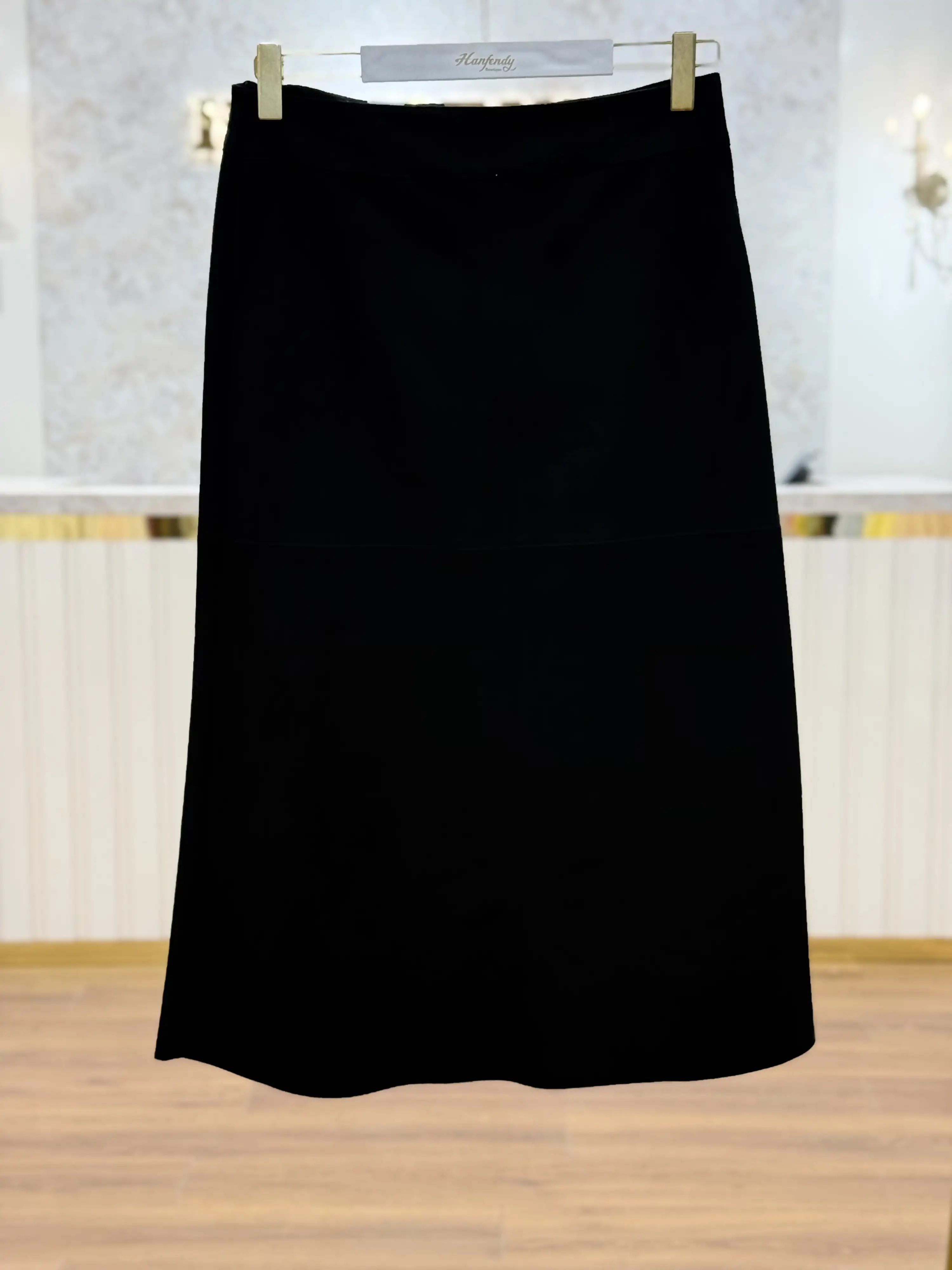 SENTEZ Siyah Renk Süet Parçalı Etek