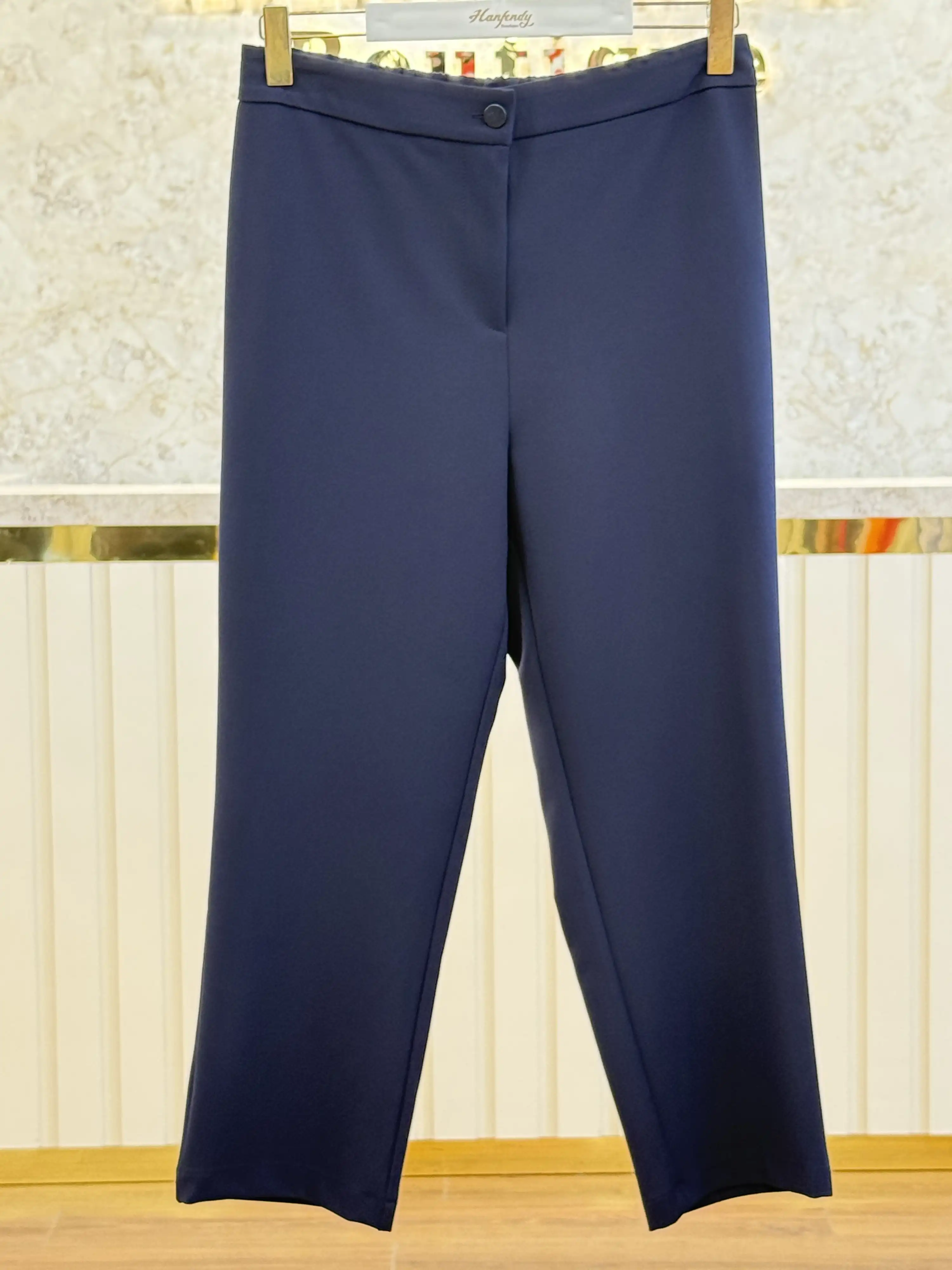 SENTEZ Lacivert Renk Arkası Lastikli Rahat Tek Düğme Pantolon