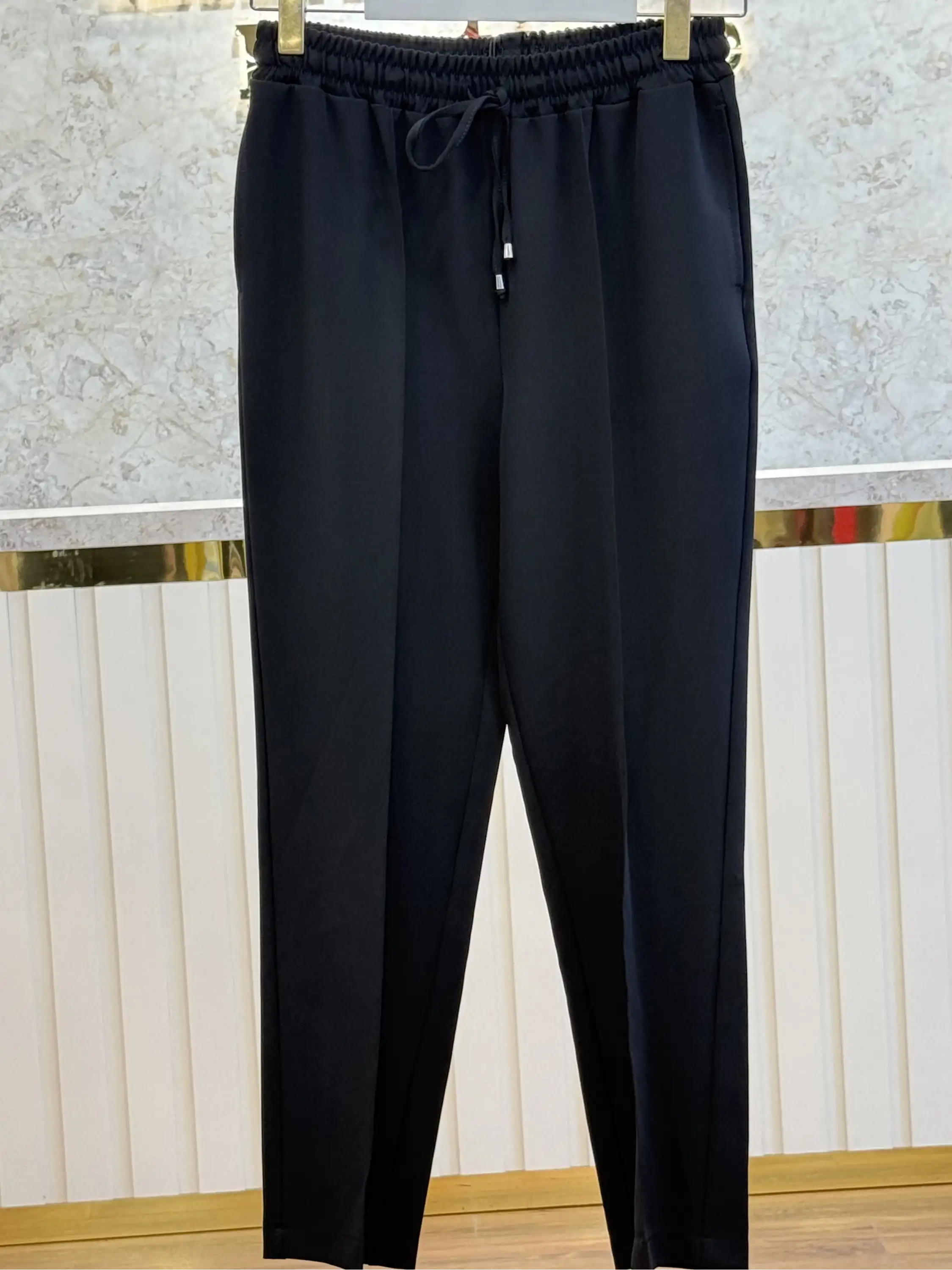 SENTEZ Siyah Renk Yandan Cepli Bağcıklı Pantolon