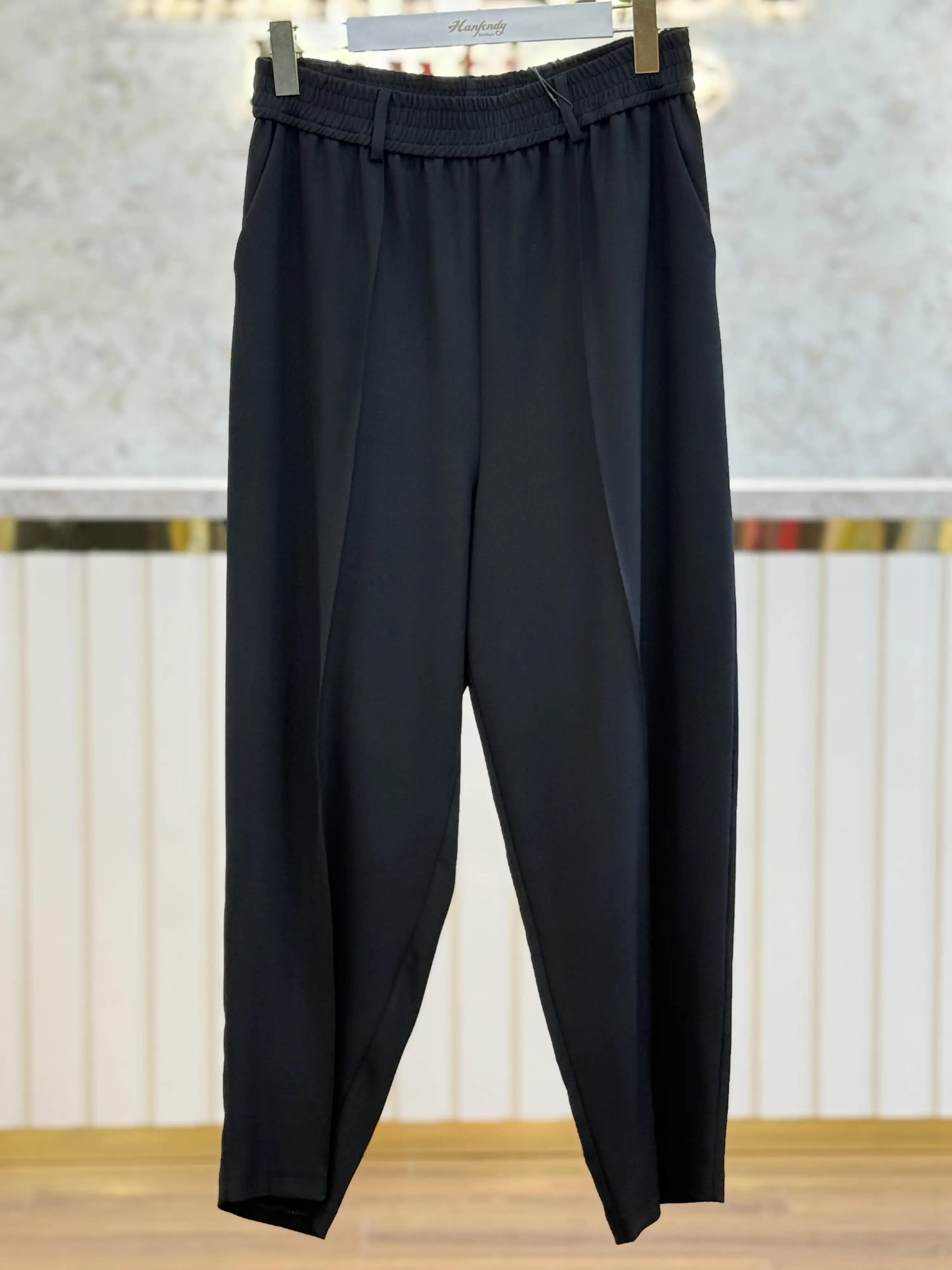 SENTEZ Siyah Renk Angel Belli Lastikli Köprülü Havuç Pantolon