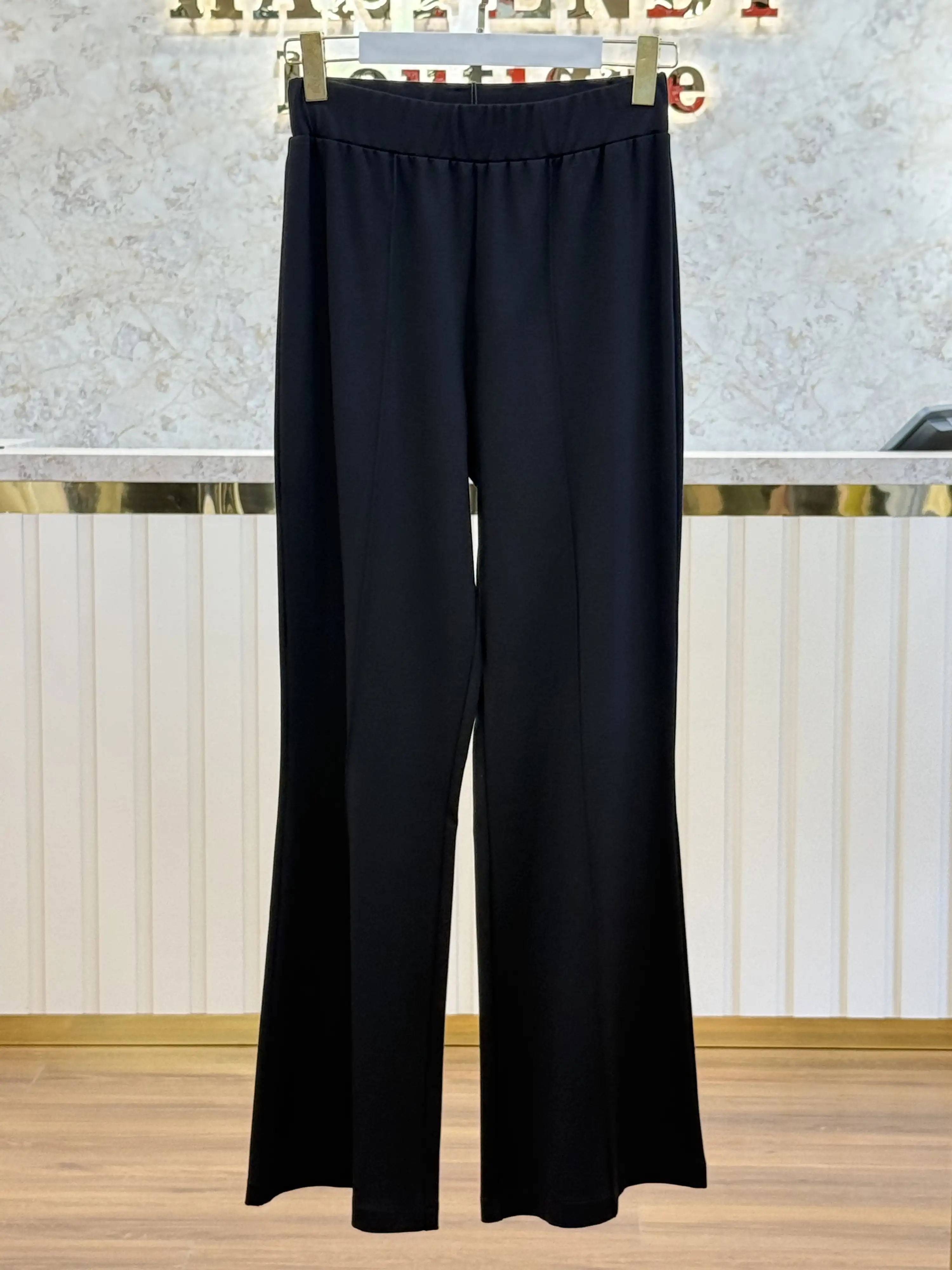 SENTEZ Siyah Renk Panega Örme İspanyol Paça Pantolon