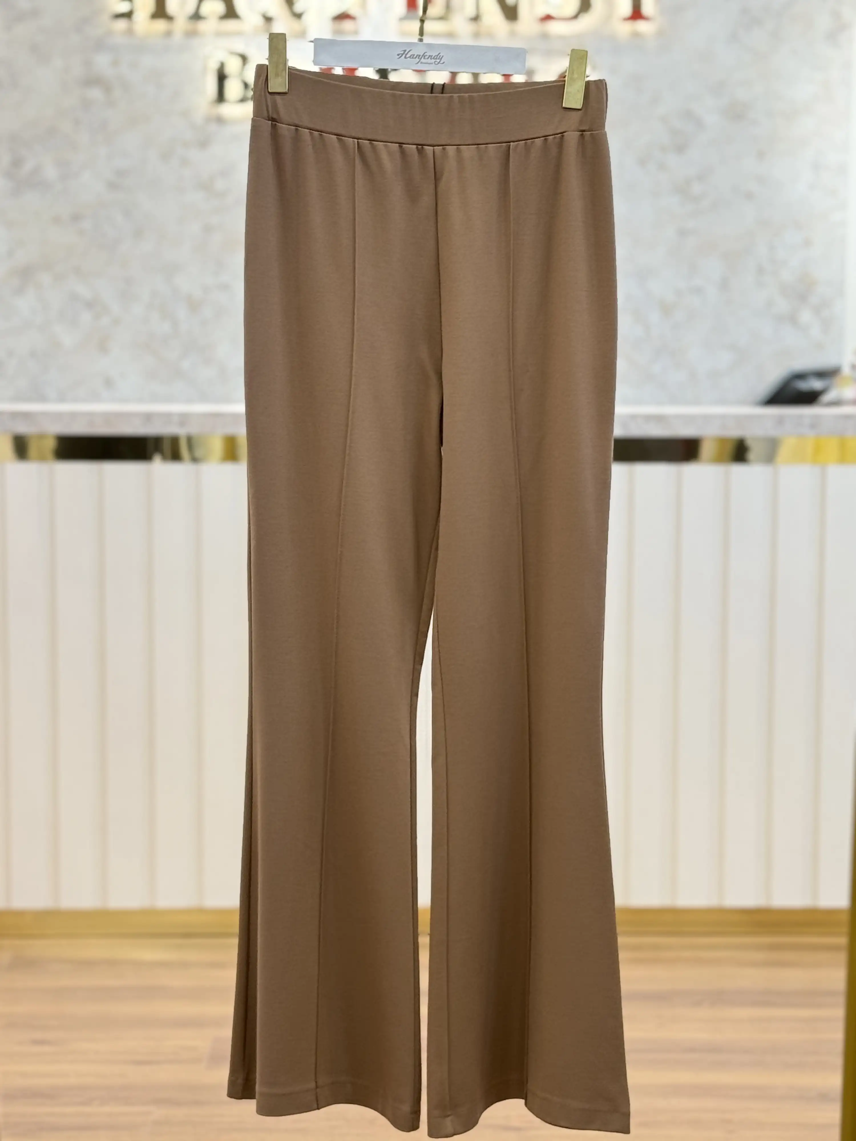 SENTEZ Kahve Renk Panega Örme İspanyol Paça Pantolon