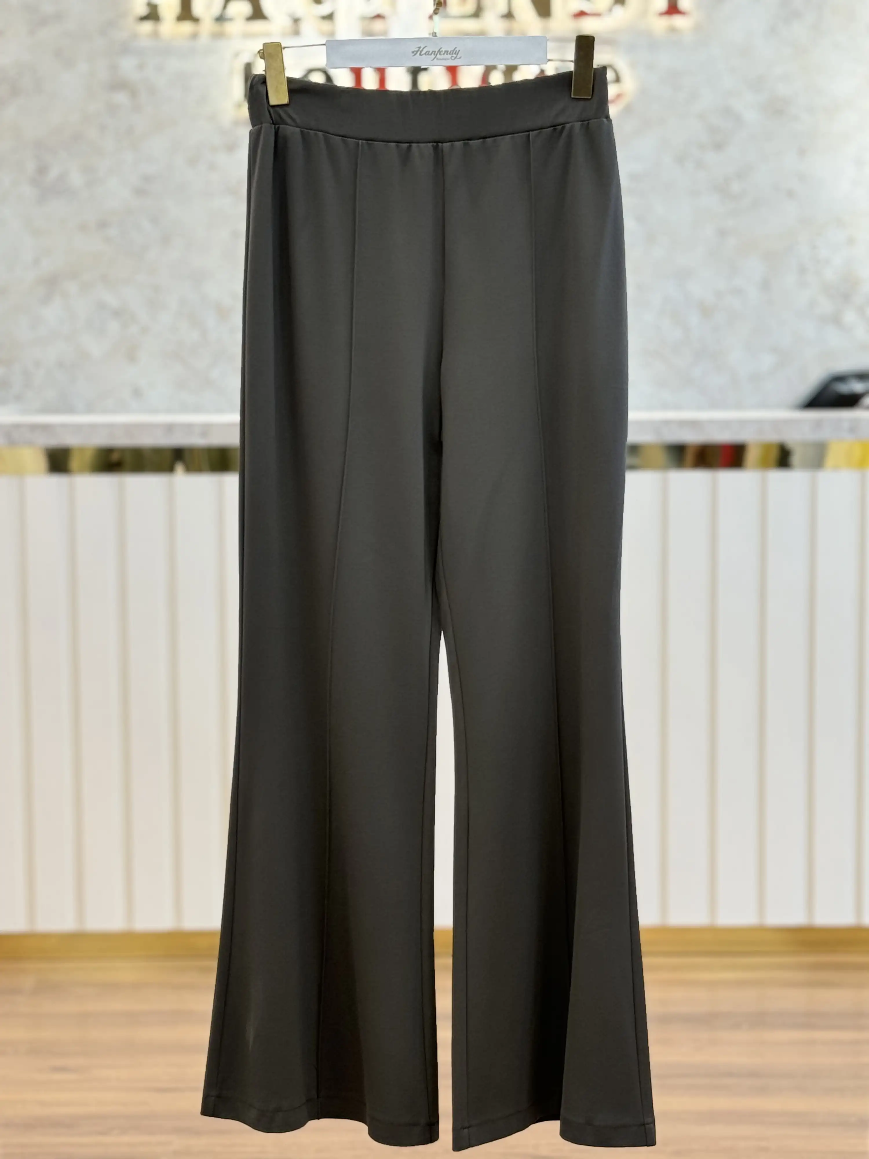 SENTEZ Yeşil Renk Panega Örme İspanyol Paça Pantolon