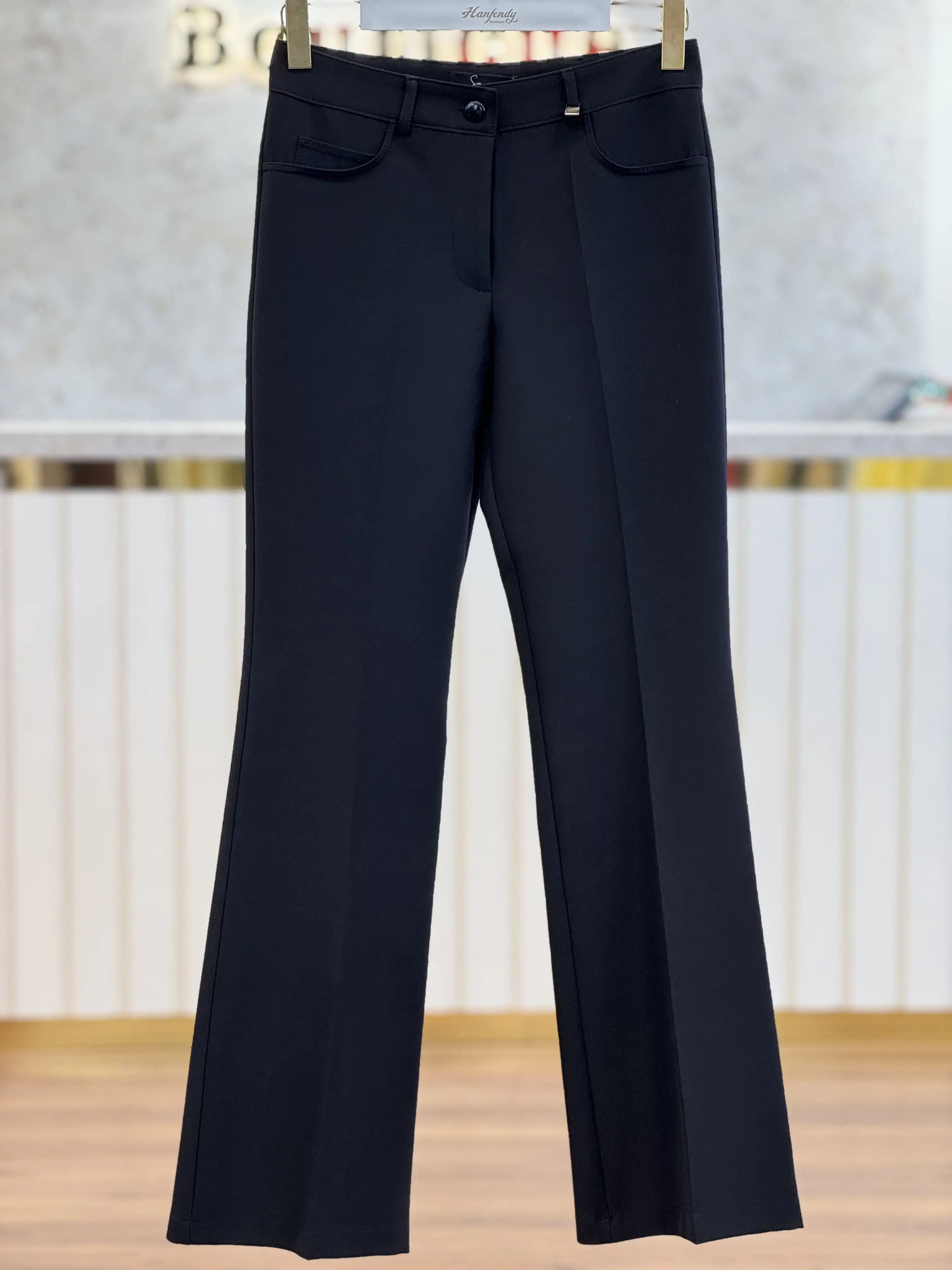 SENTEZ Siyah Renk Beş Cep İspanyol Paça Pantolon