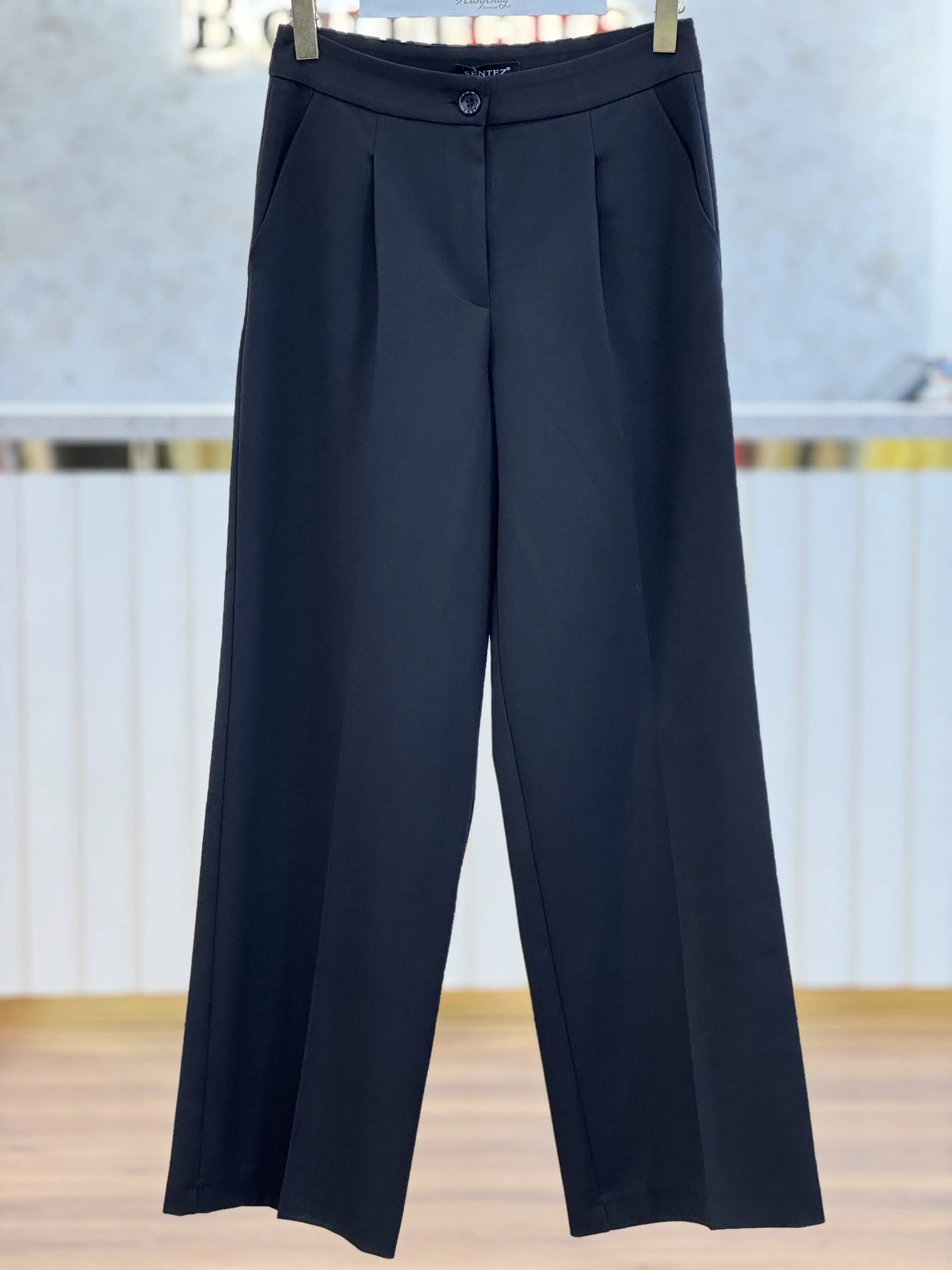 SENTEZ Siyah Renk Palazzo Geniş Paça Pantolon