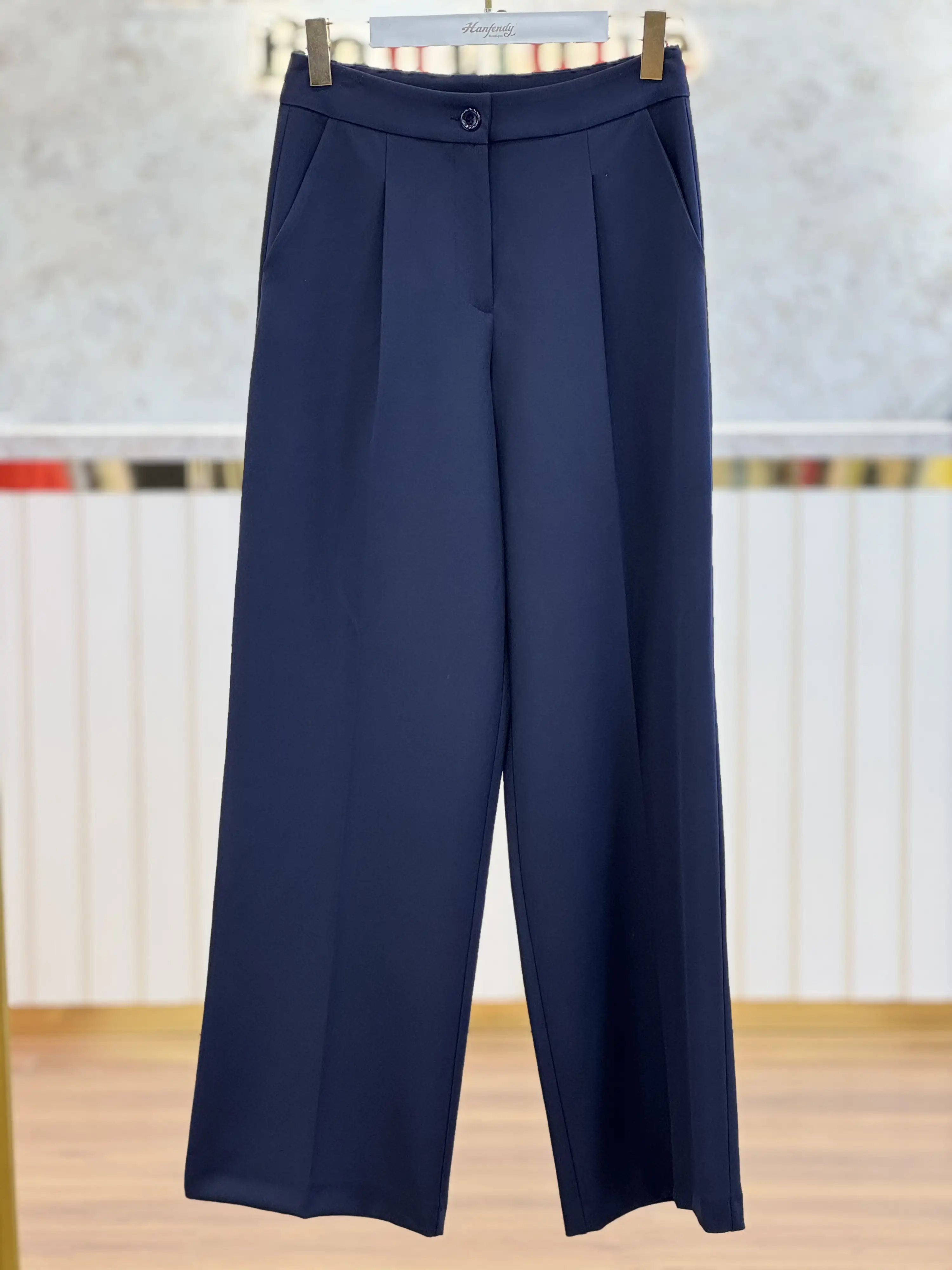 SENTEZ Lacivert Renk Palazzo Geniş Paça Pantolon