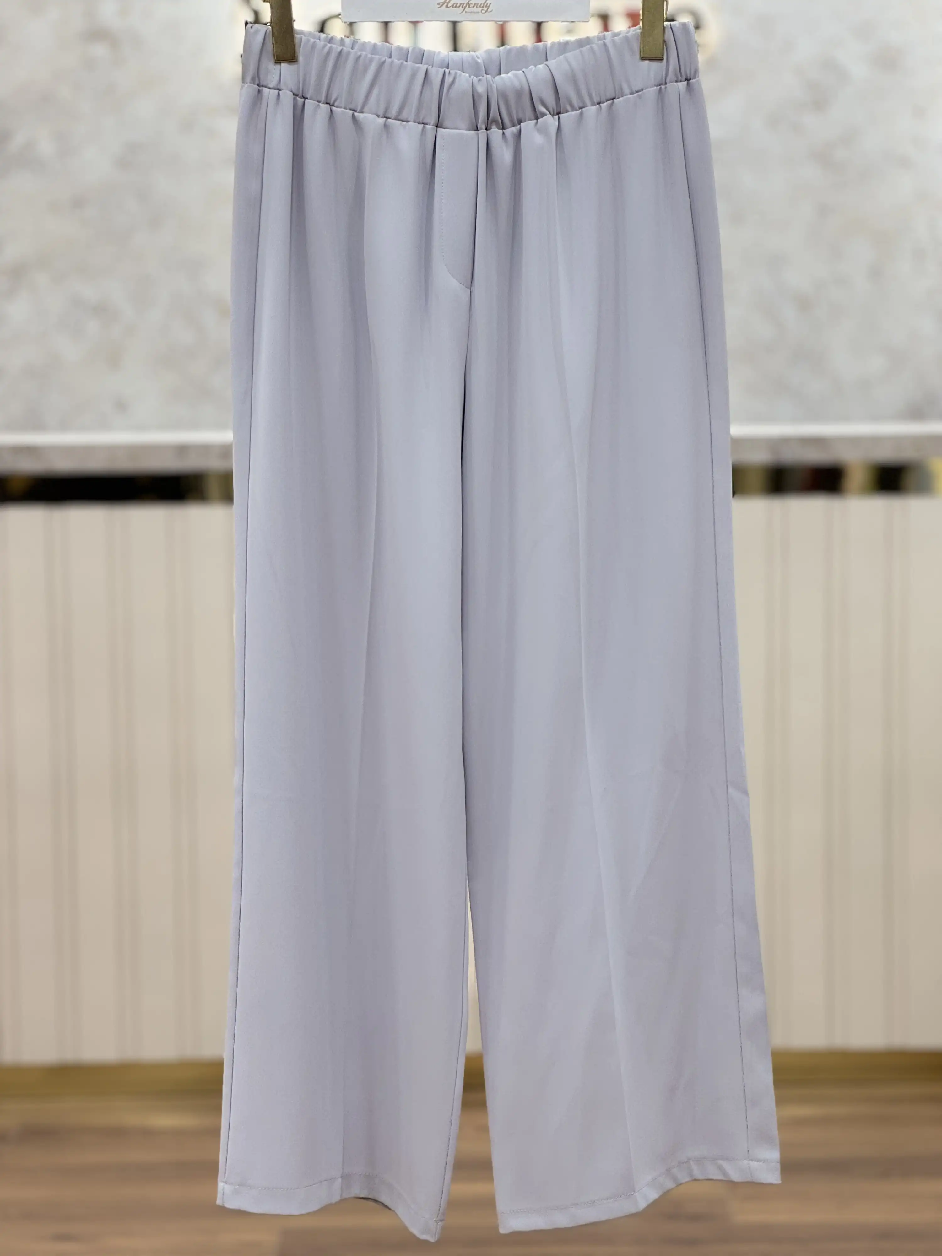 SENTEZ Gri Colmar Beli Lastikli Geniş Paça Pantolon