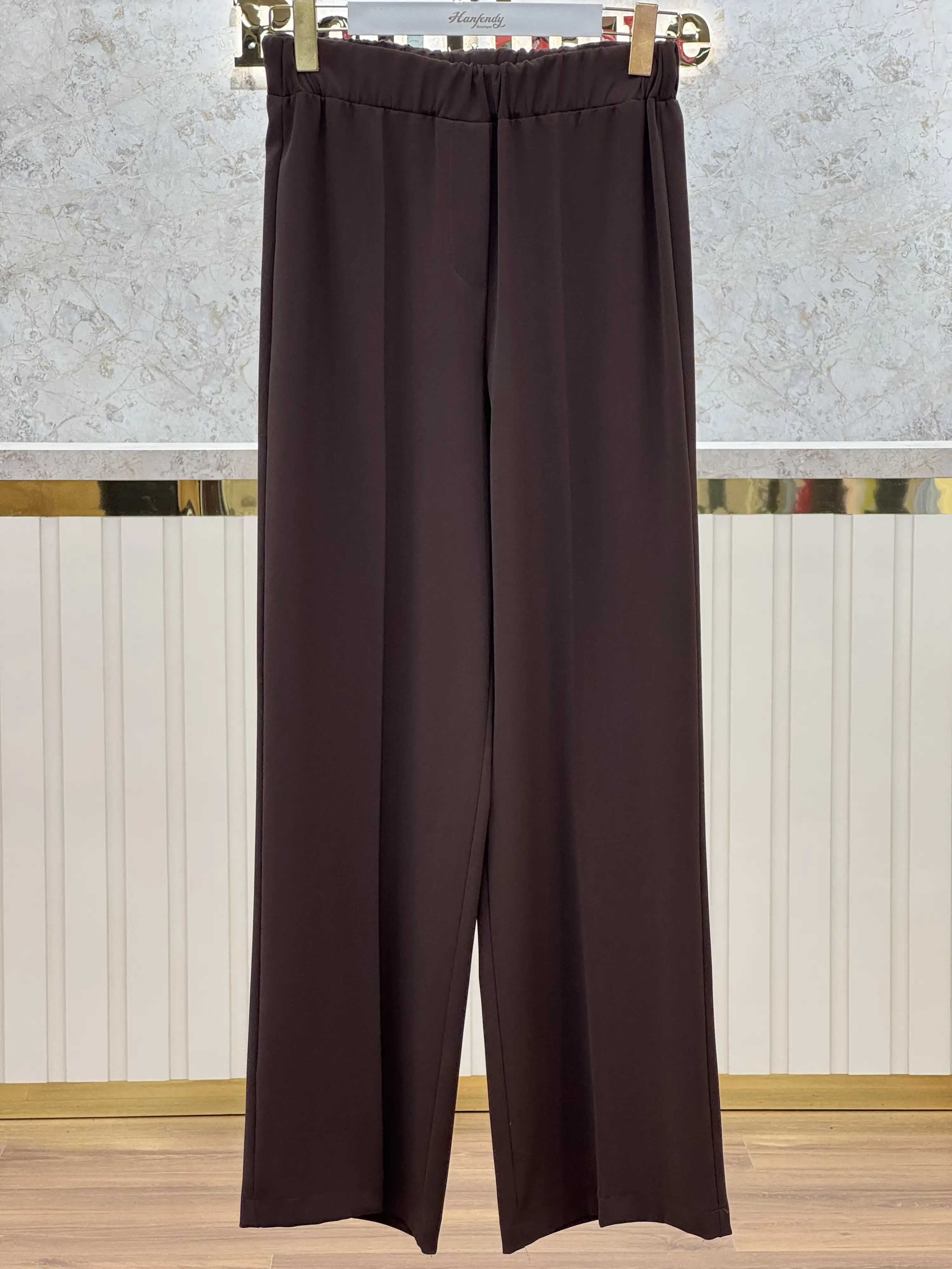 SENTEZ Kahve Renk Colmar Geniş Paçalı Beli Lastikli Pantolon