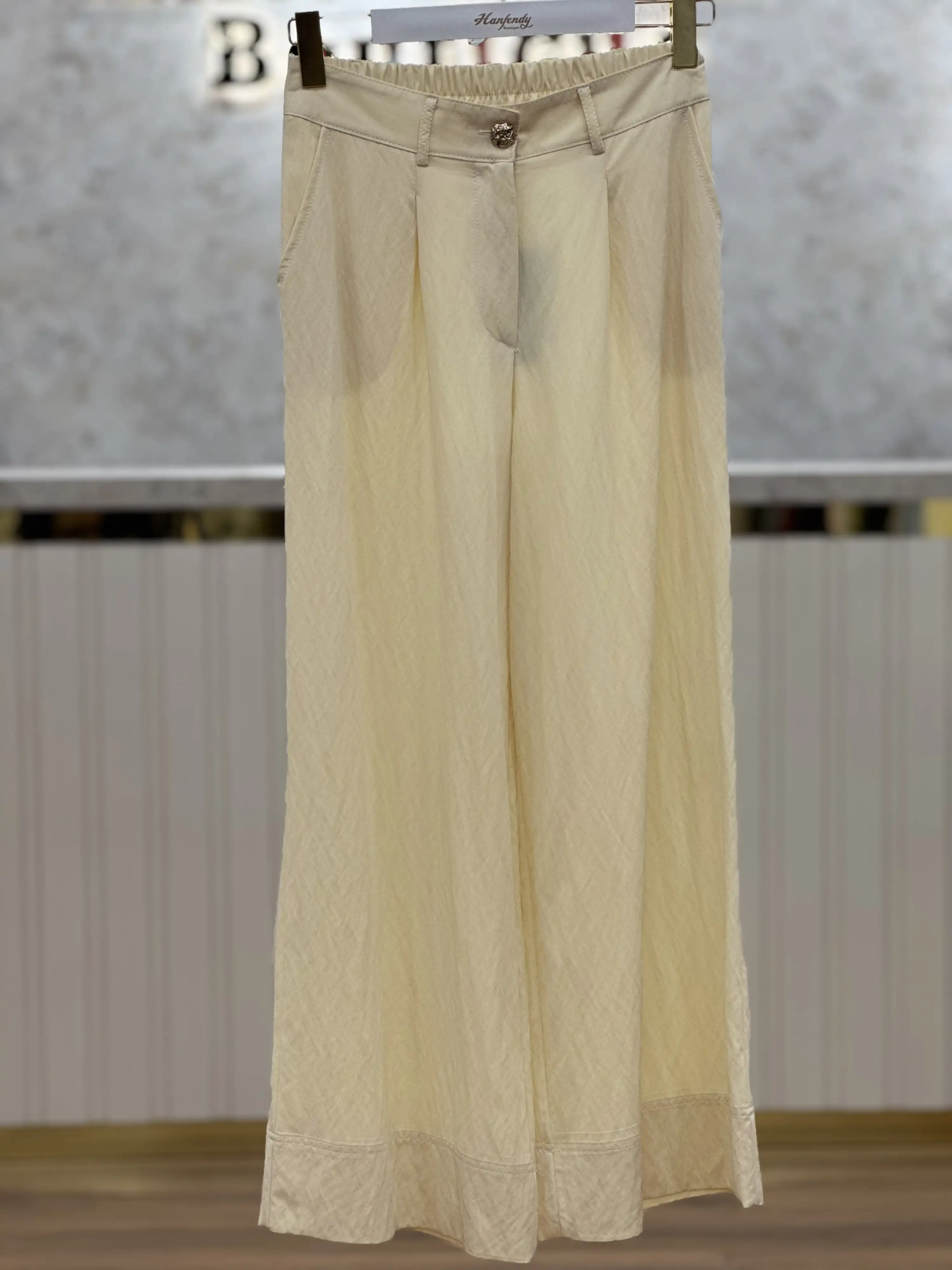 SENTEZ Kemik Renk Abelia Kısa Geniş Paça Pantolon