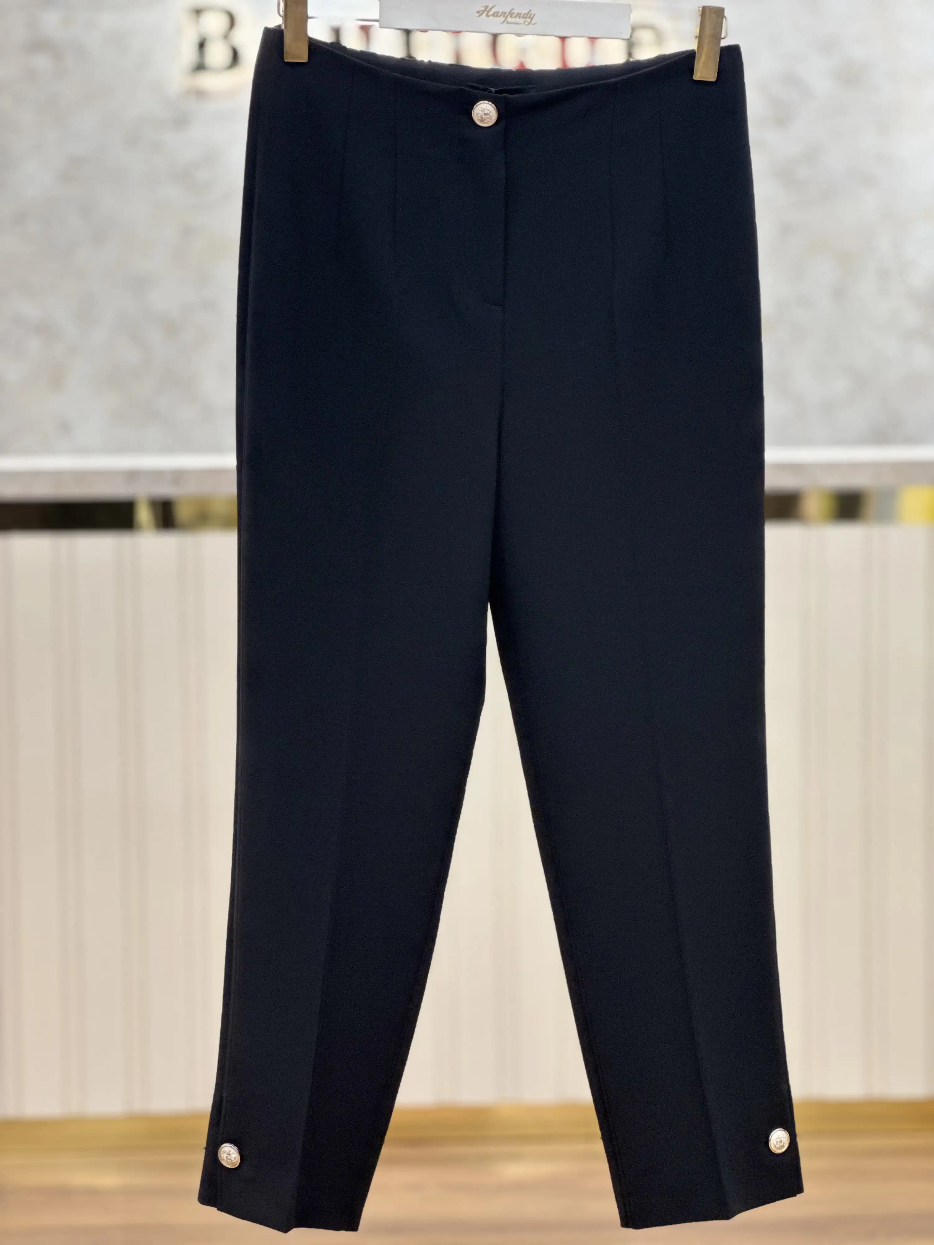 SENTEZ Siyah Renk Paradise Paça Düğme Pensli Pantolon