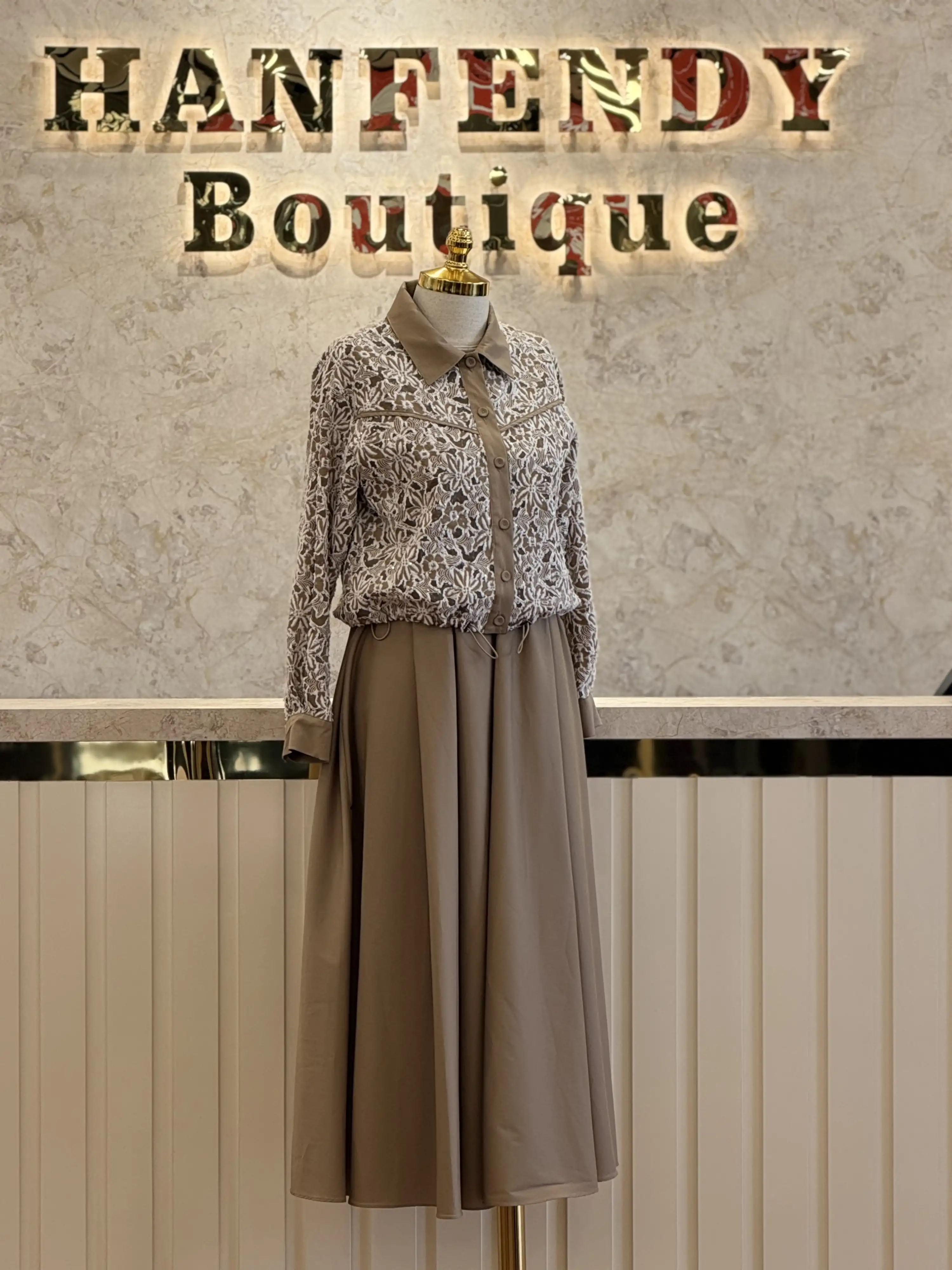 MY312 Kahve Renk Ceketli Elbiseli Takım