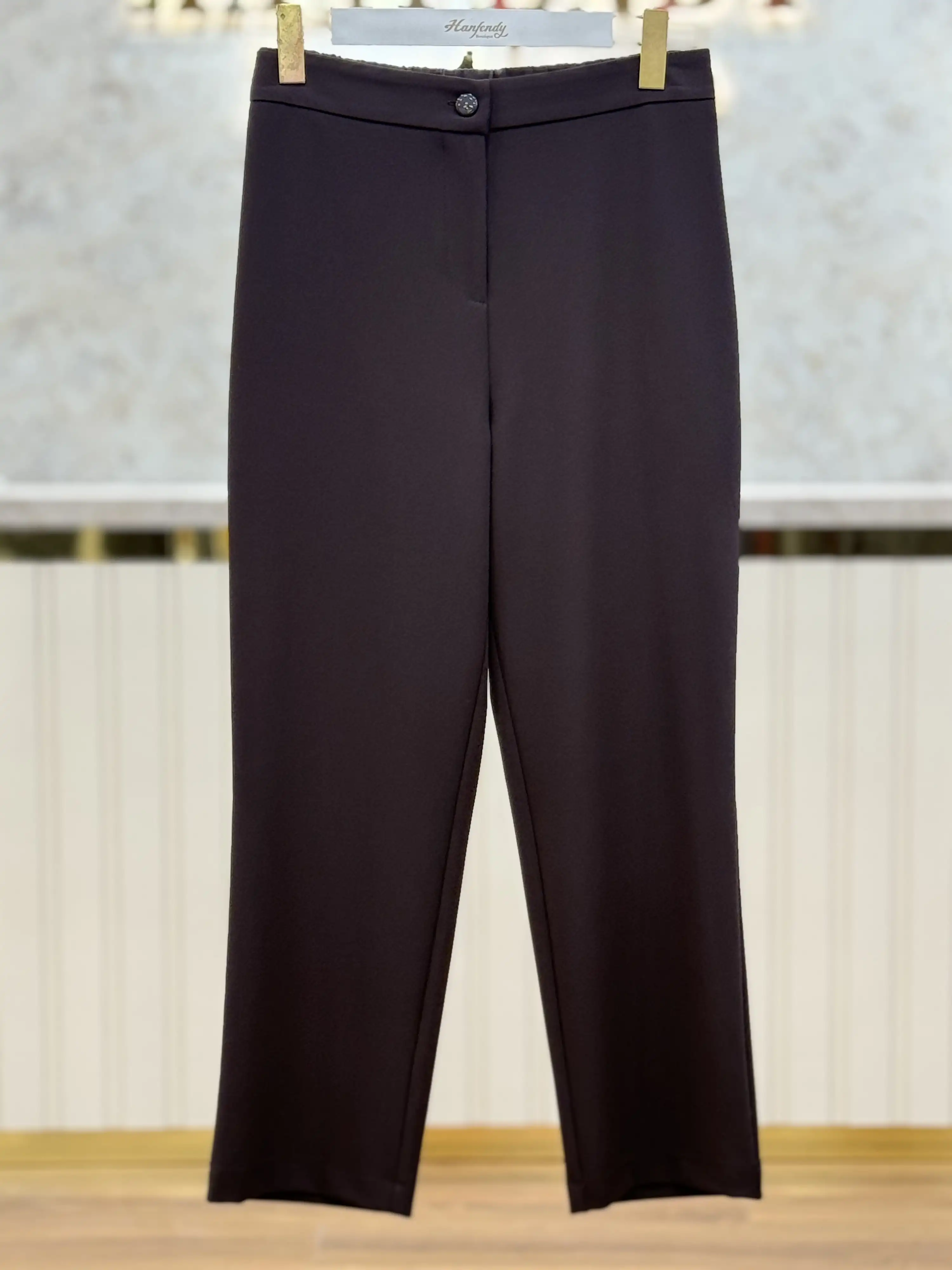 SENTEZ Kahve Renk Arkası Lastikli Tek Düğme Rahat Pantolon