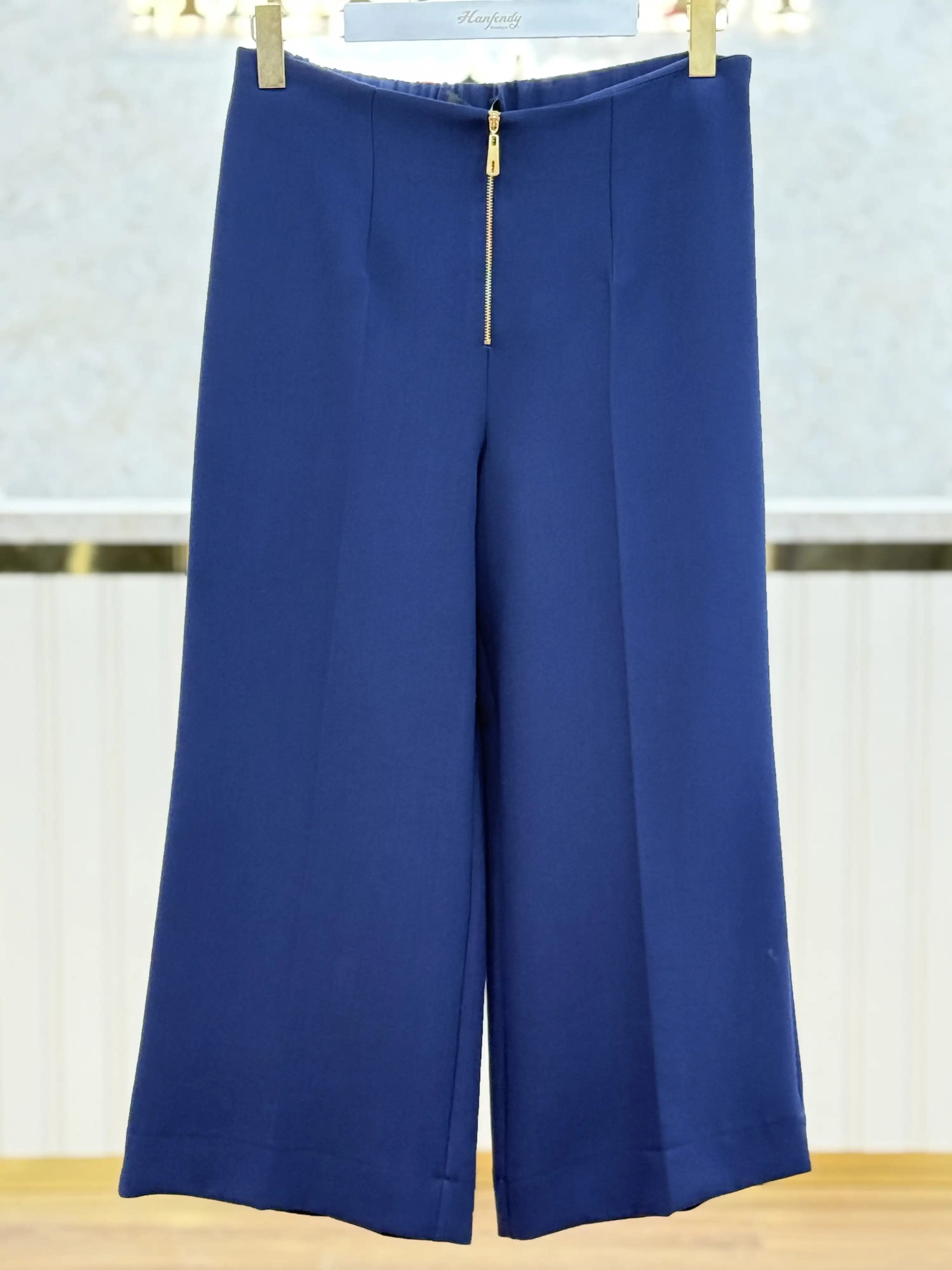 SENTEZ Lacivert Renk Queen Kısa Geniş Paça Pantolon