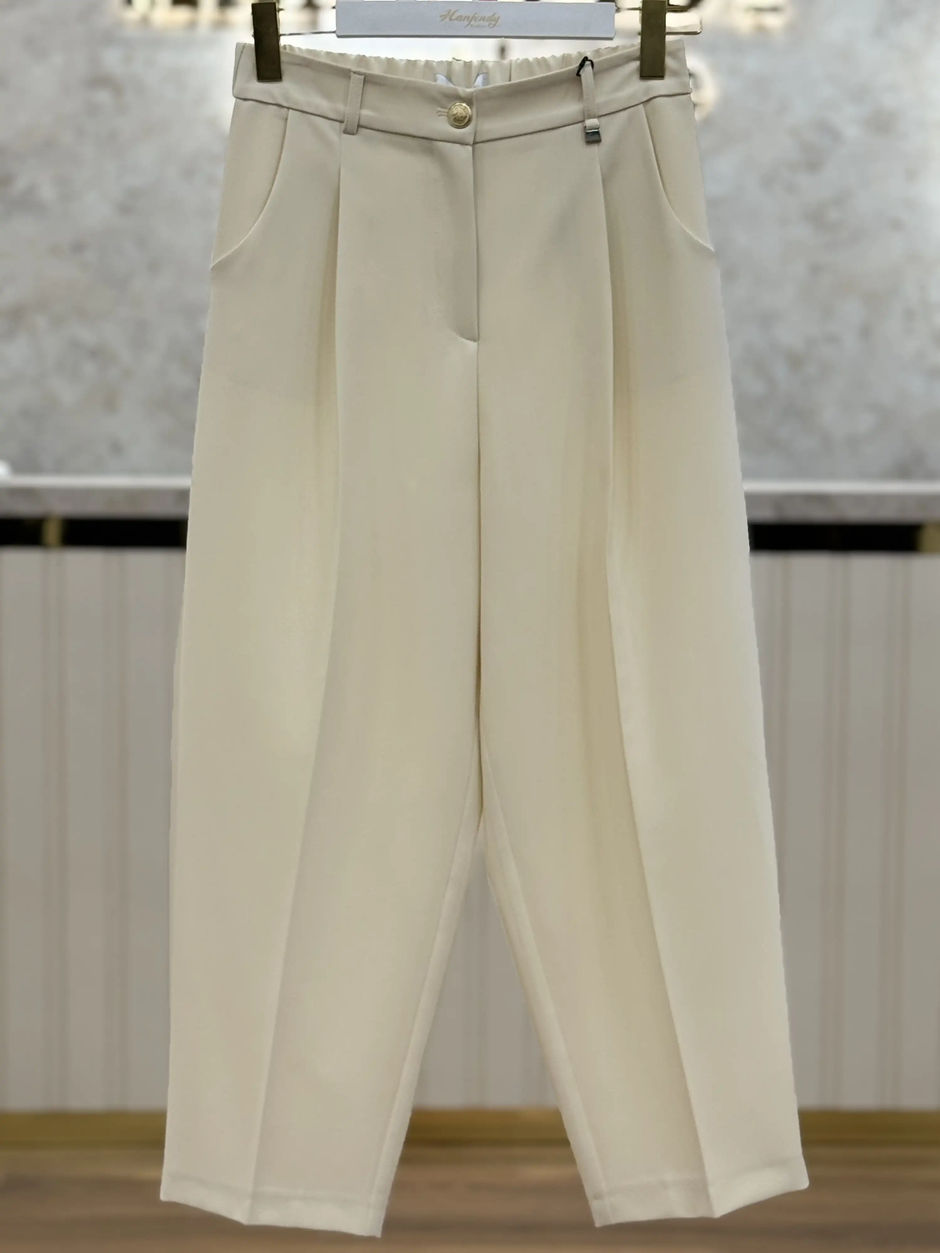 SENTEZ Taş Renk Roma Arkası Lastikli Pileli Pantolon