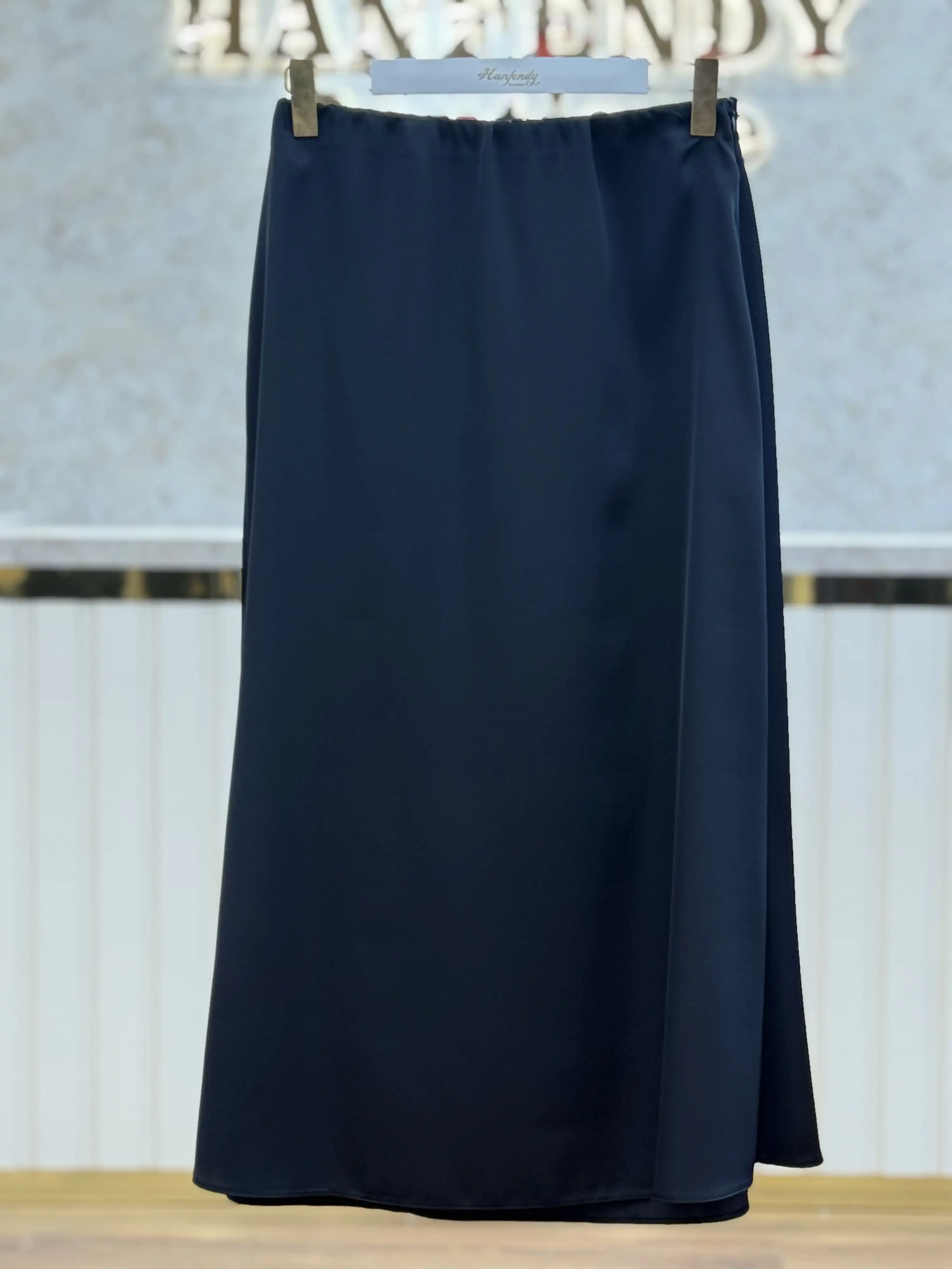 GHİSA Siyah Renk Saten Etek