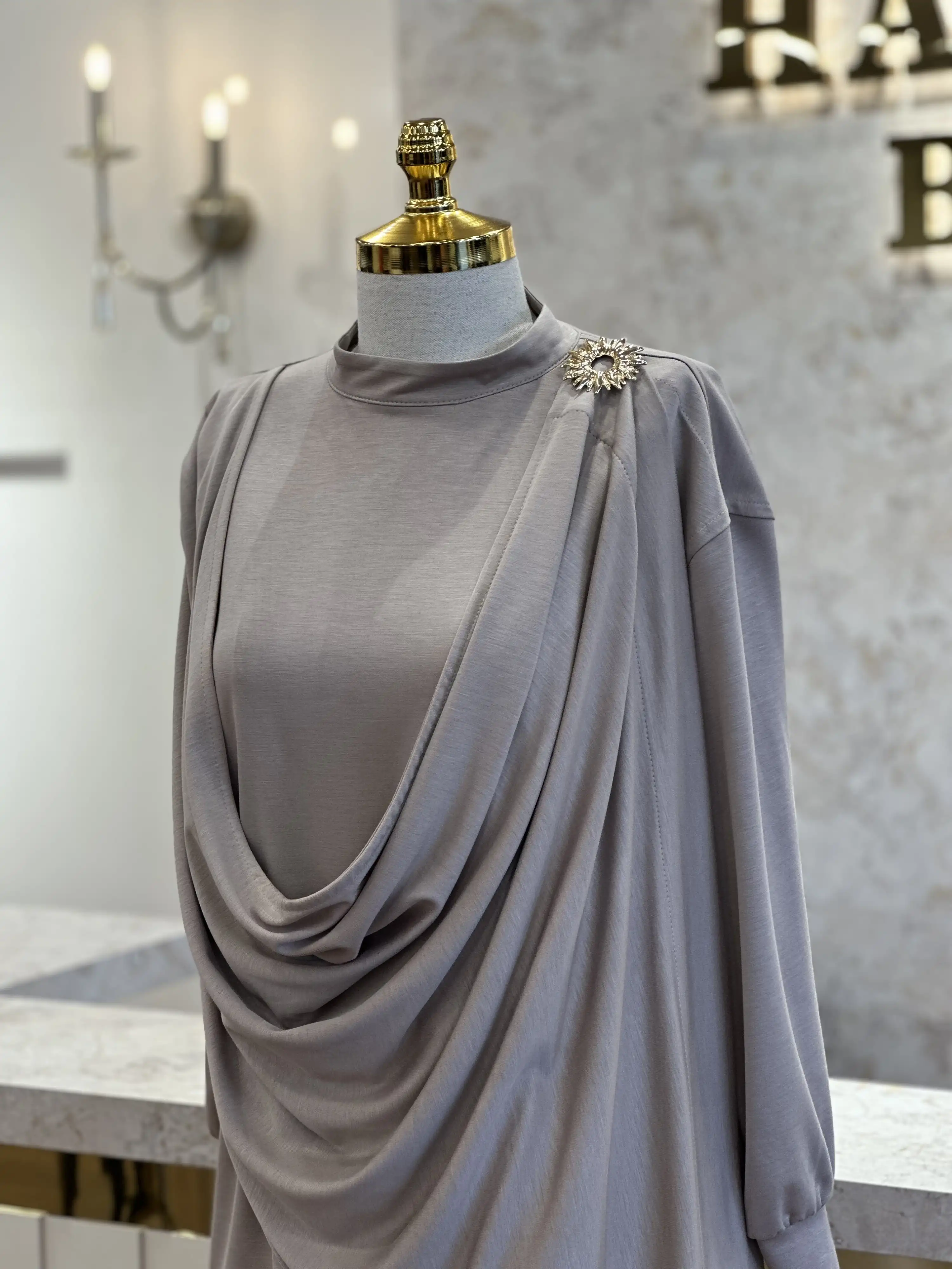 MY312 Bej Renk Omuz Aksesuarlı Örme Takım