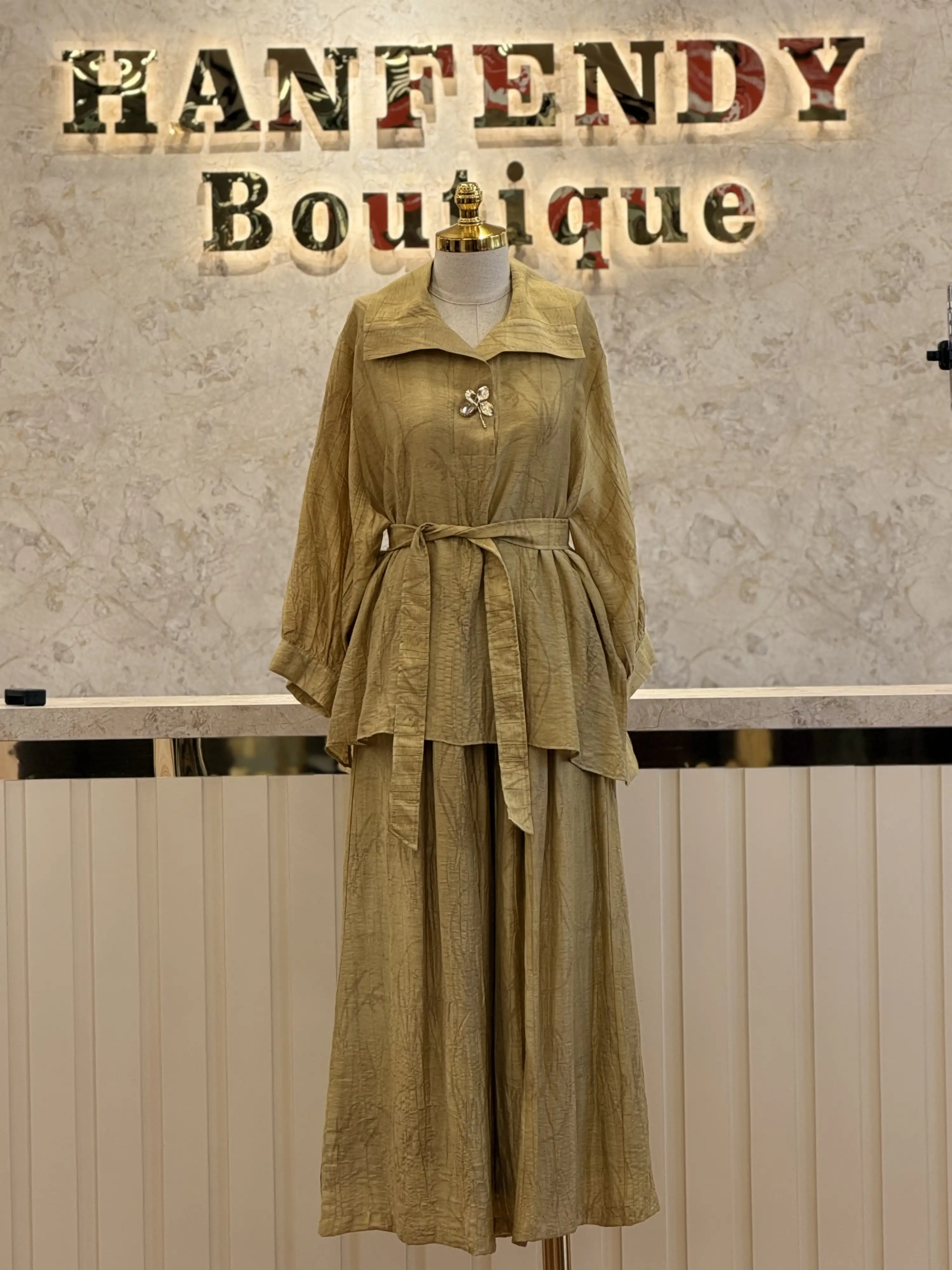 MY312 Olive Renk Önü Aksesuarlı Takım